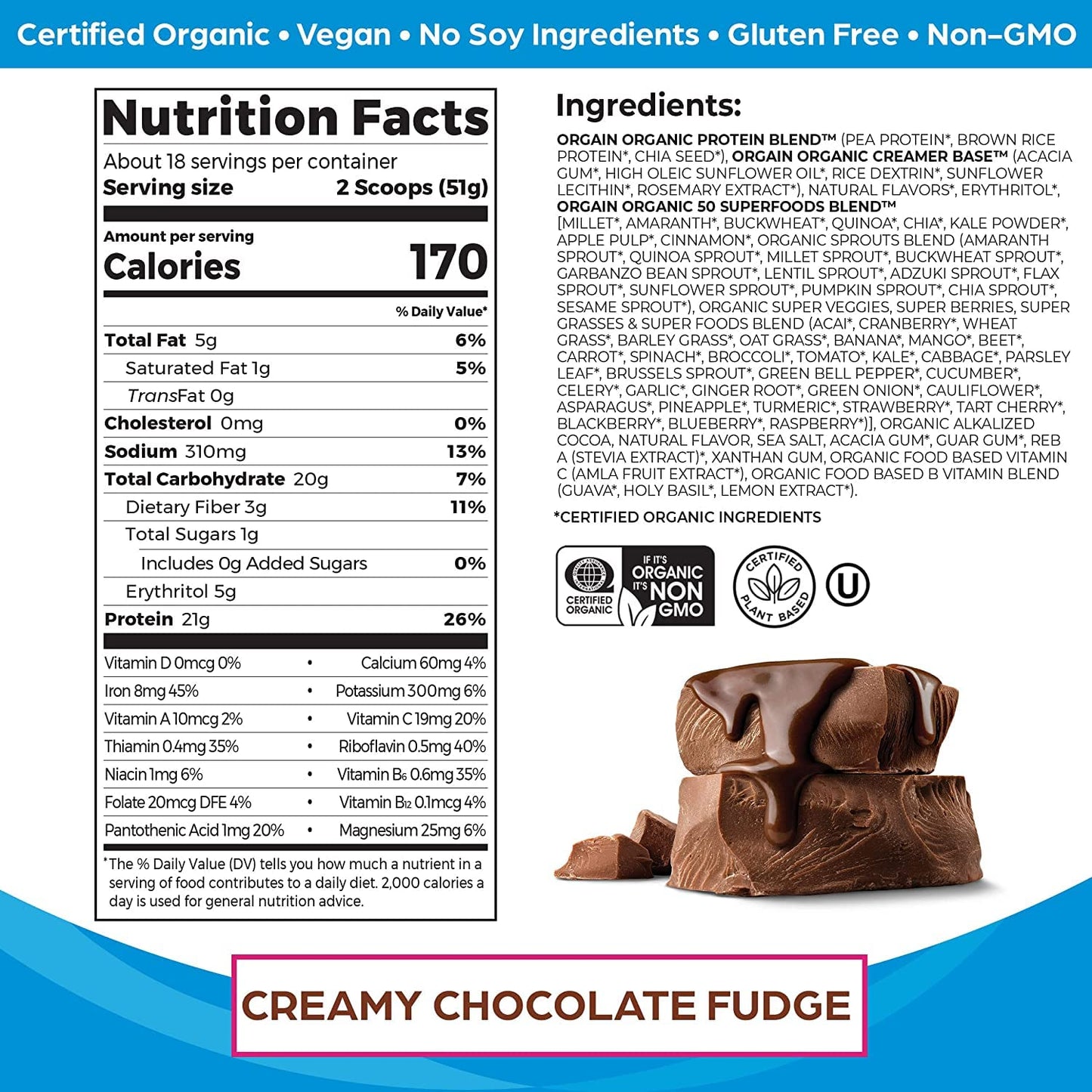 Orgain Organic Protein + Superfoods Powder and Organic Vegan Protein Powder Bundle, Powder, 64.8 oz