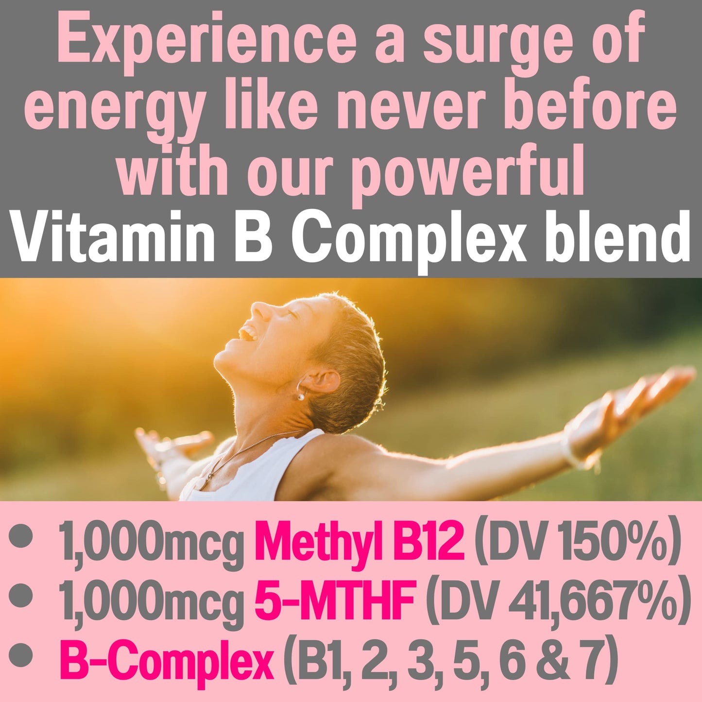 SHIZAM SAM-e & L-Tyrosine Vitamin B-Complex Gummies with Methyl B12 & 5-MTHF, 60 Gummies