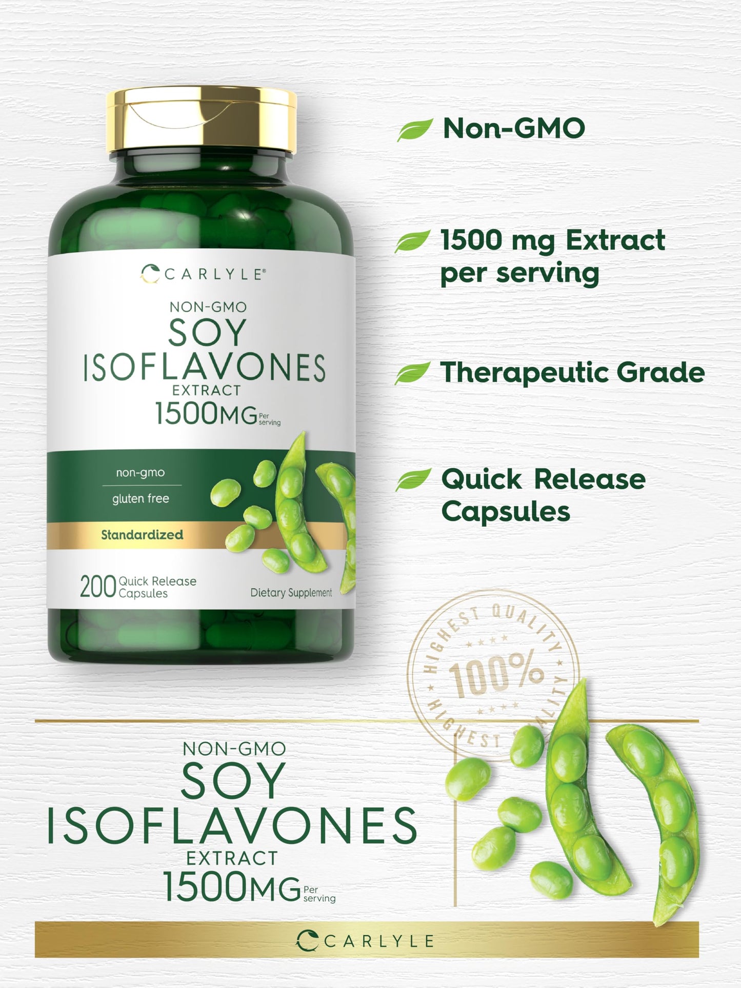 Carlyle Soy Isoflavones for Women and Men Capsules 200 Count