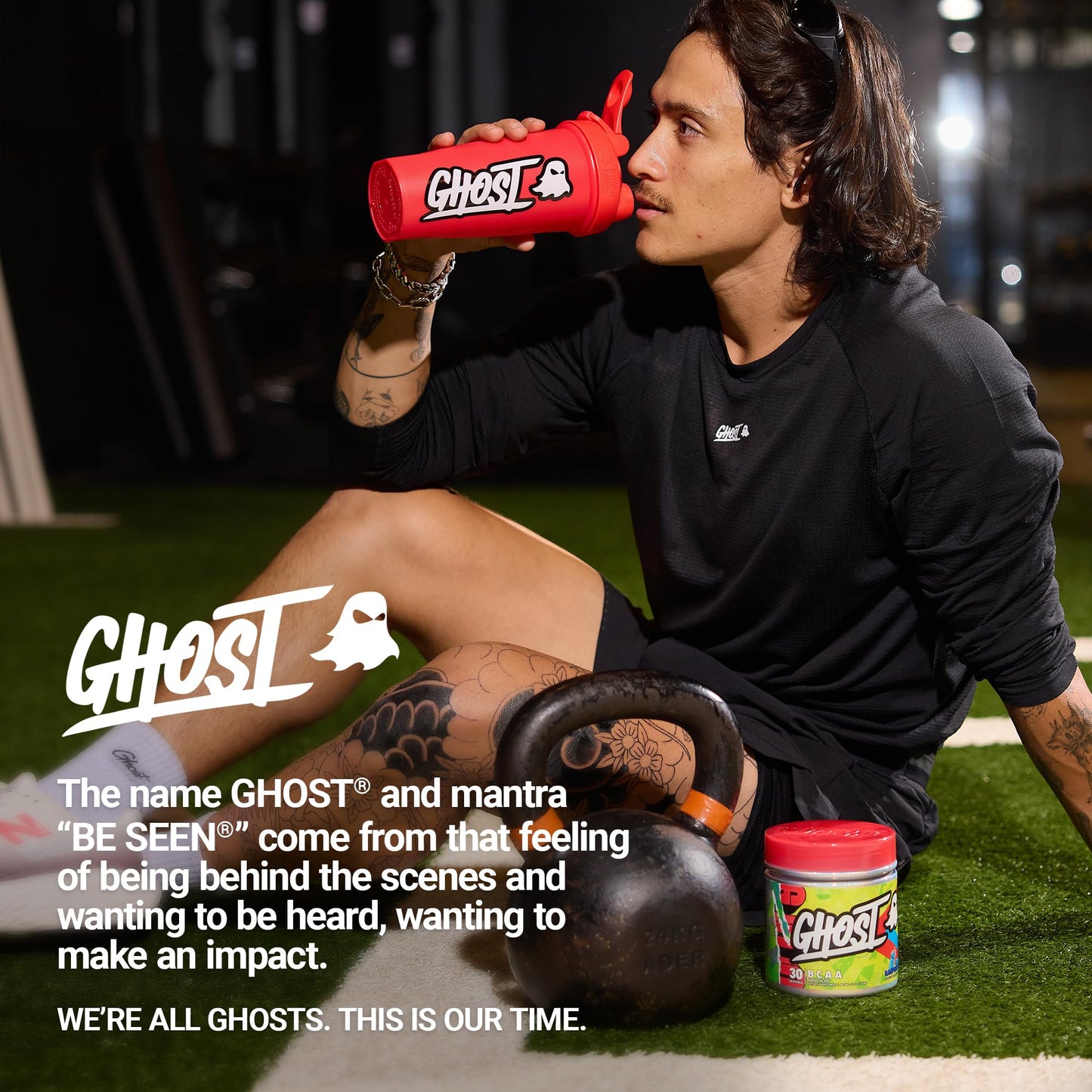GHOST BCAA Powder Amino Acids Supplement, Blue Raspberry, 12.2 Ounce