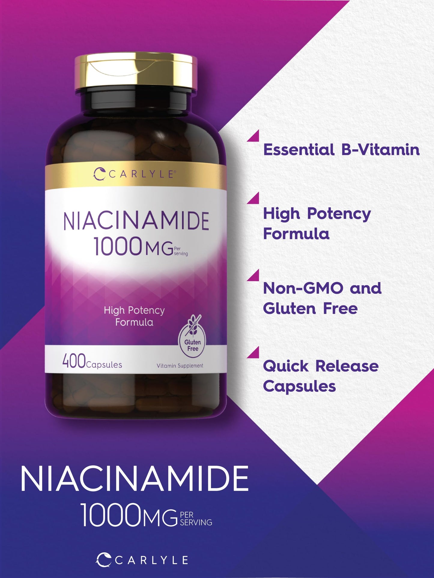 Carlyle Niacinamide 1000 mg Capsules, 400 Count