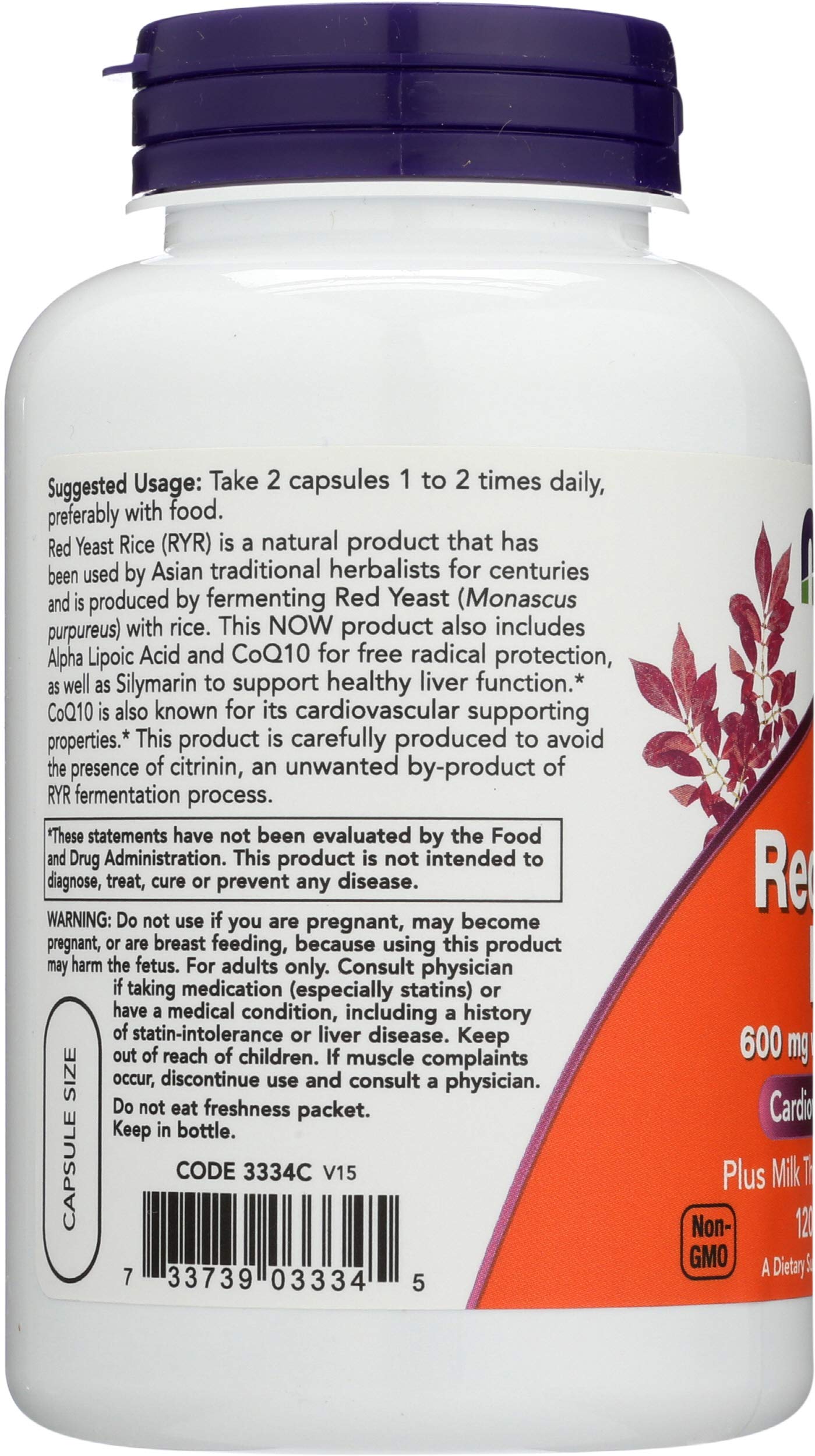 NOW Foods Red Yeast with CoQ10 and ALA Veggie Capsule, 120 Capsules