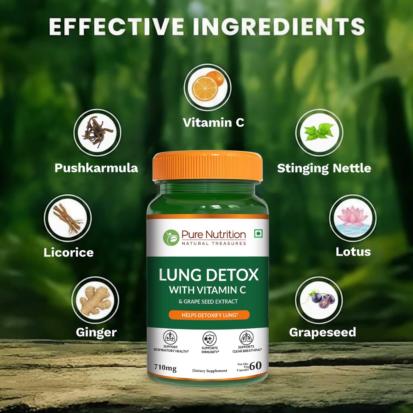 Pure Nutrition Natural Treasures Lung Health Supplement 60 Capsules