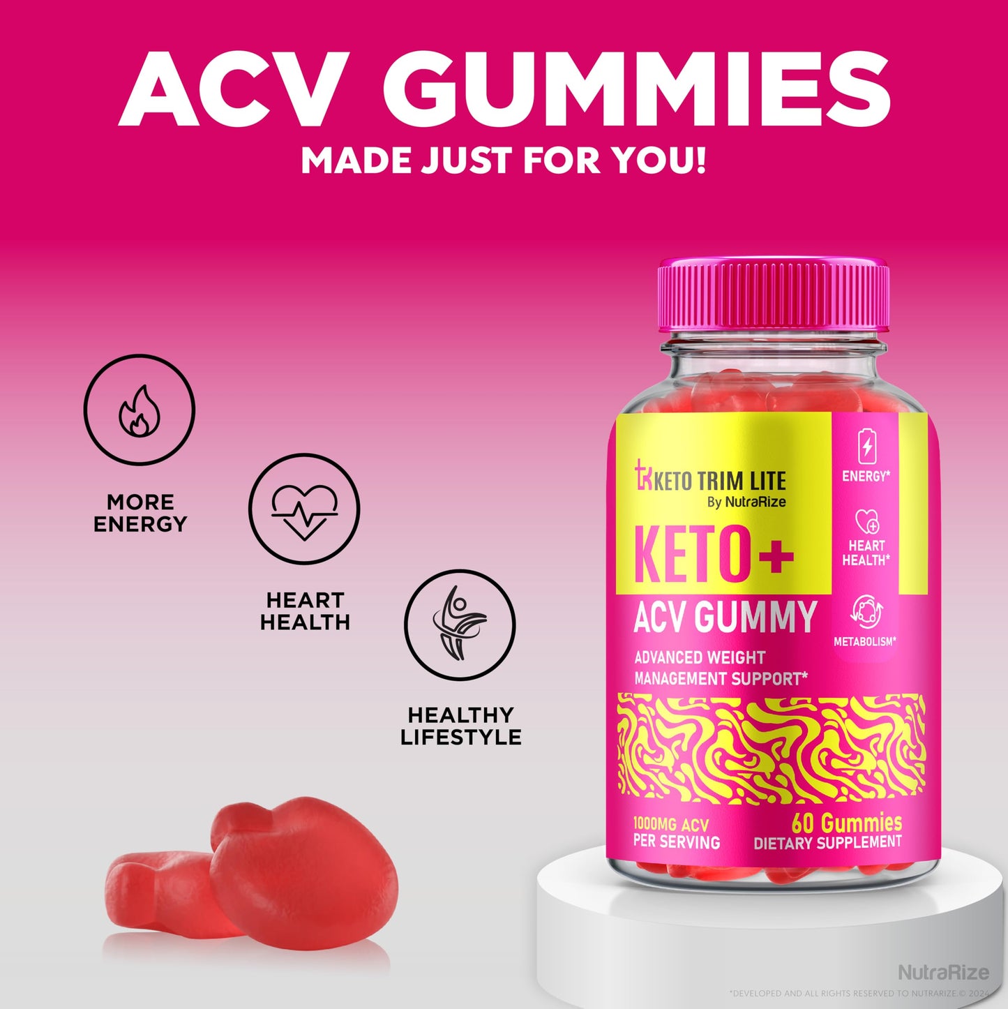 NutraRize Keto Lite Trim ACV Gummies 120 Gummies
