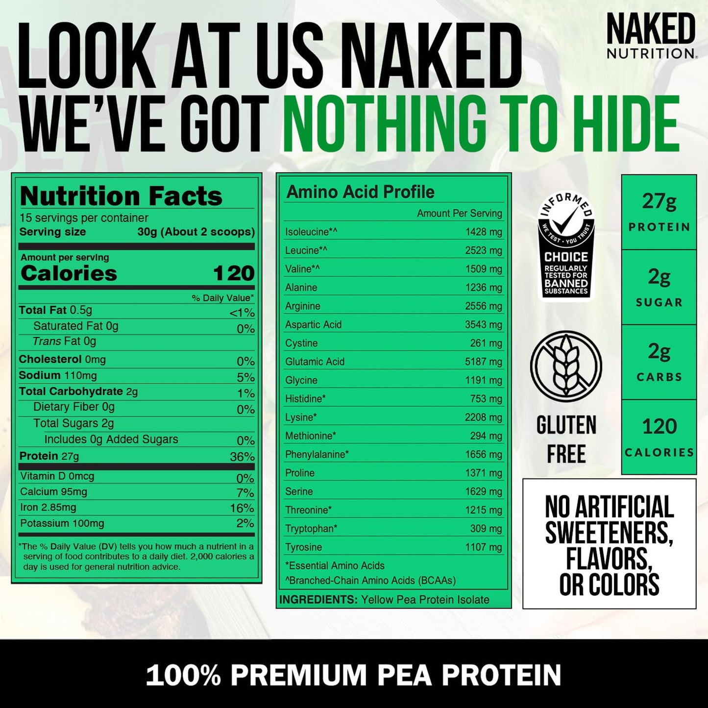 NAKED Pea Protein Isolate Powder 40 Servings
