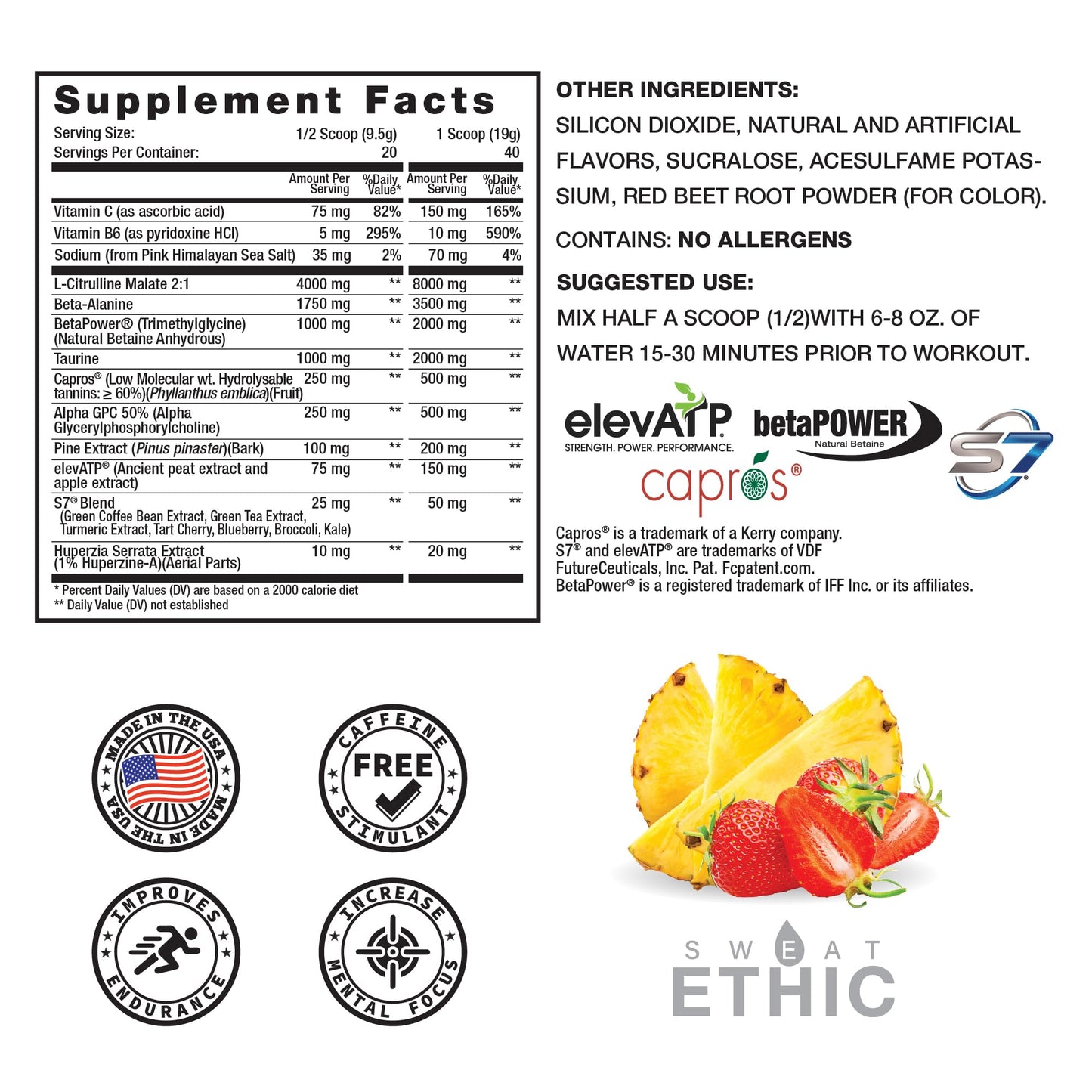 Sweat Ethic Pump Pre Workout Powder, 12 Ounce