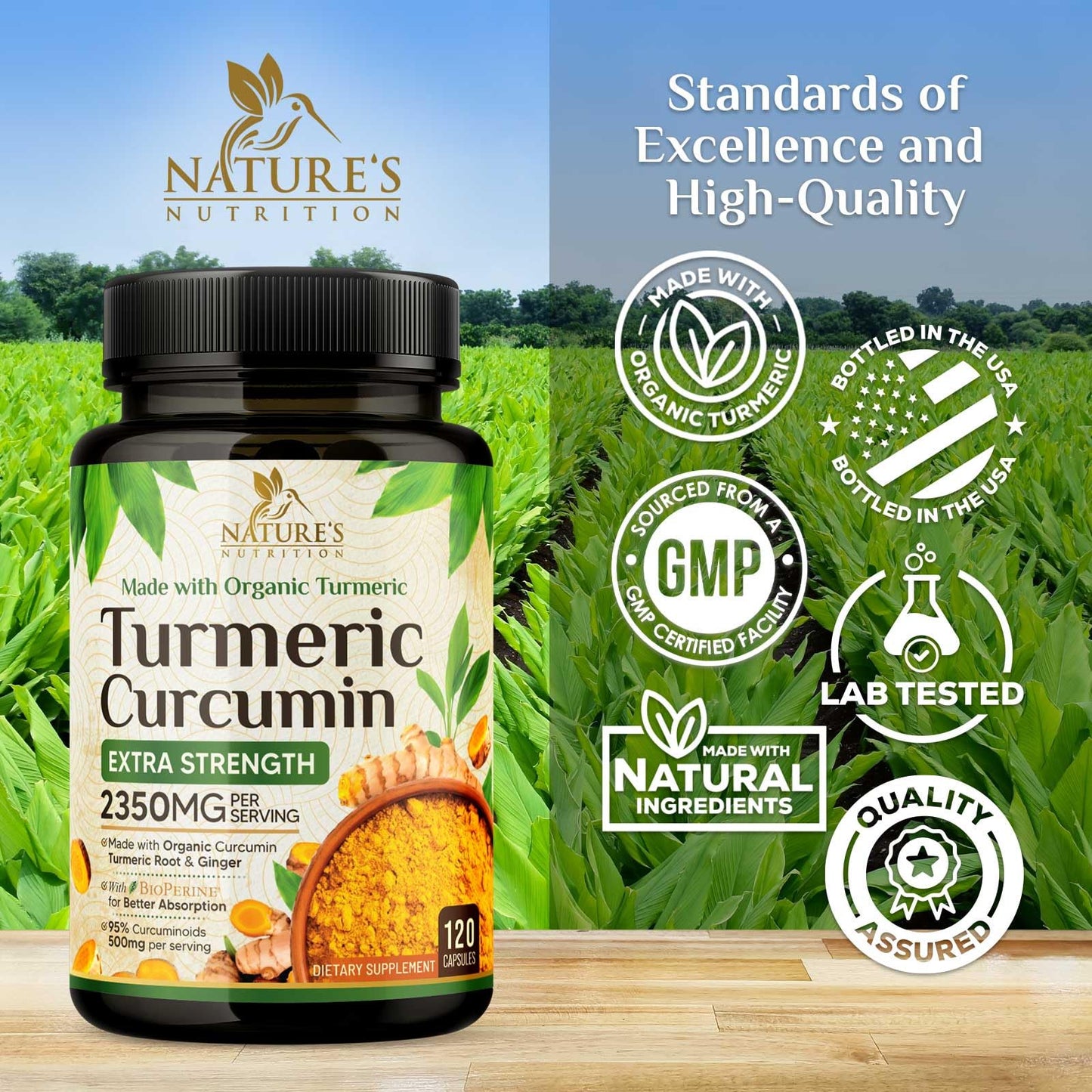 Nature's Nutrition Turmeric Curcumin Supplement 2350mg 120 Capsules