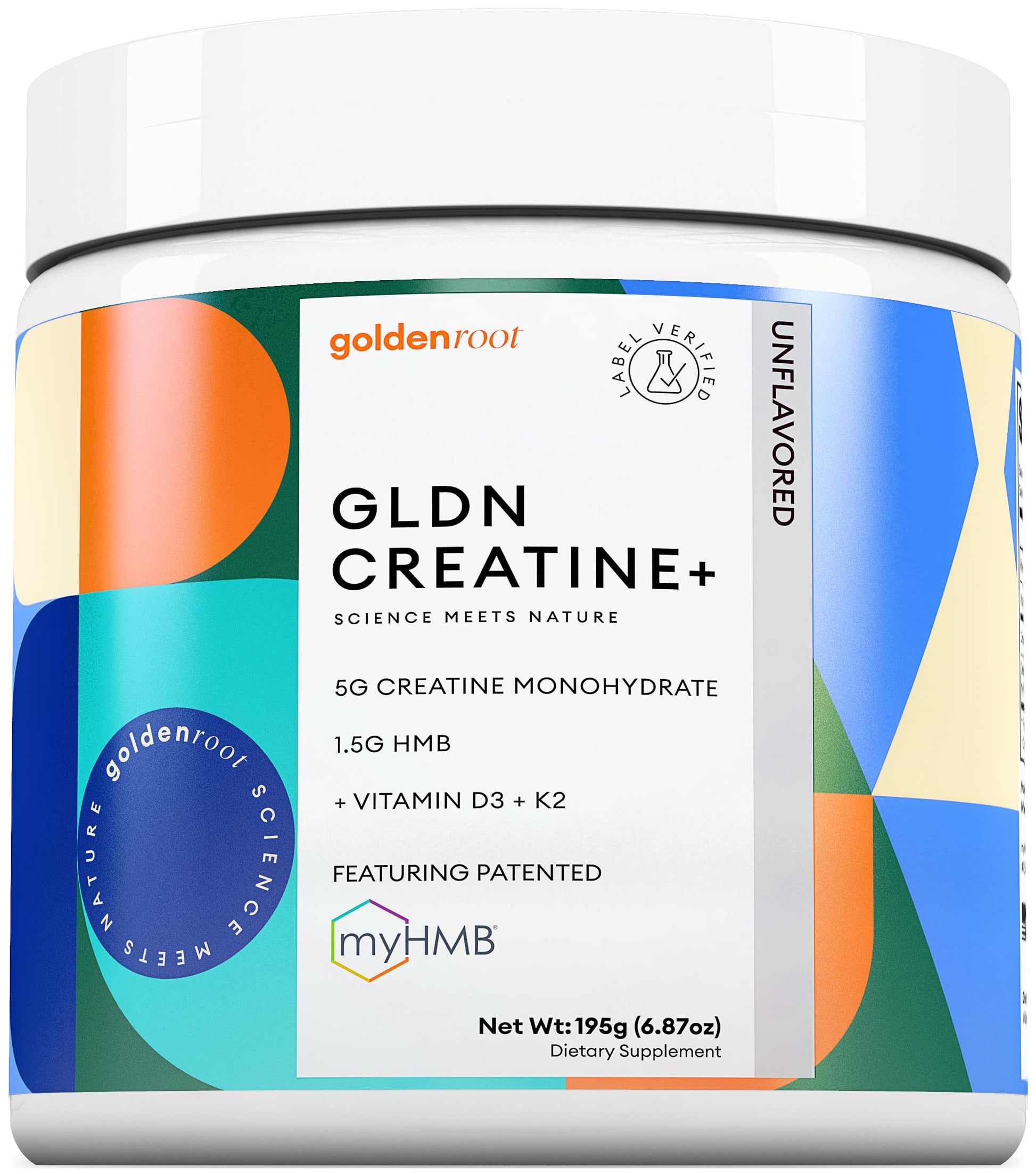 GoldenRoot GLDN Creatine HMB - Creatine Monohydrate with HMB Powder 6.87 Ounce
