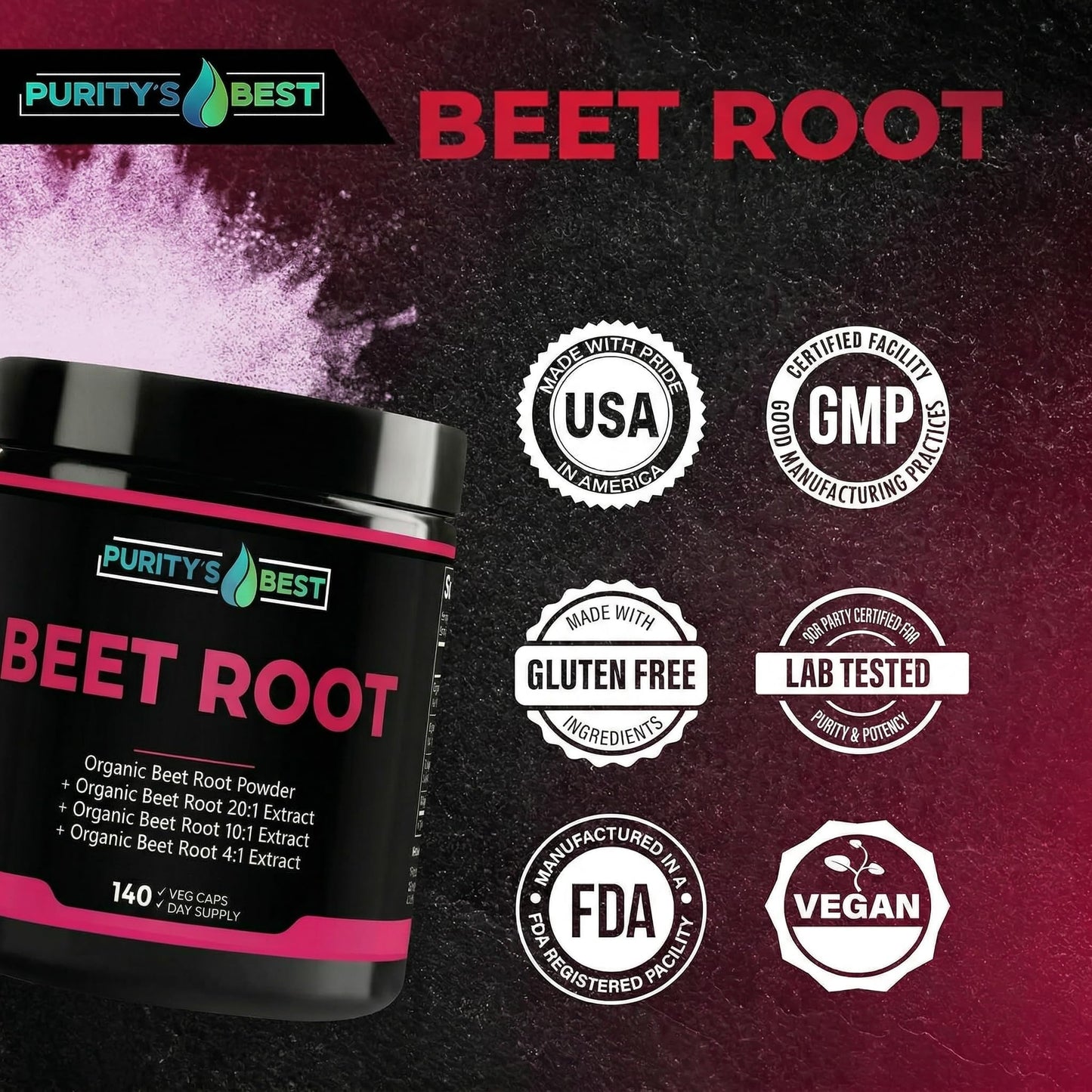 Purity`s Best Beet Root Extract Capsule 140 Count