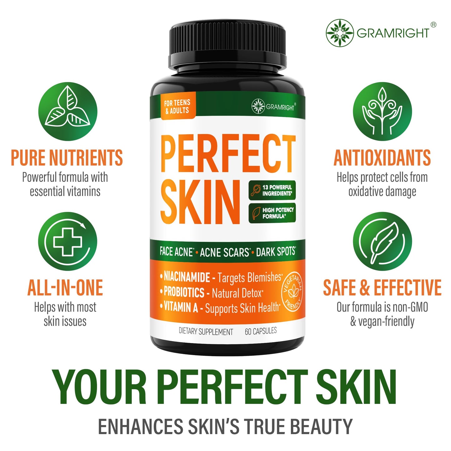 GRAMRIGHT Perfect Skin Pills Capsule 60 Count