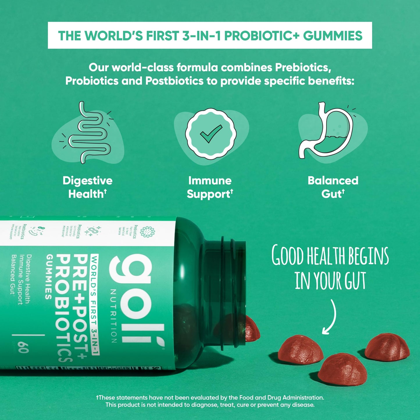Goli Pre Pro Postbiotic Gummies 300 Count