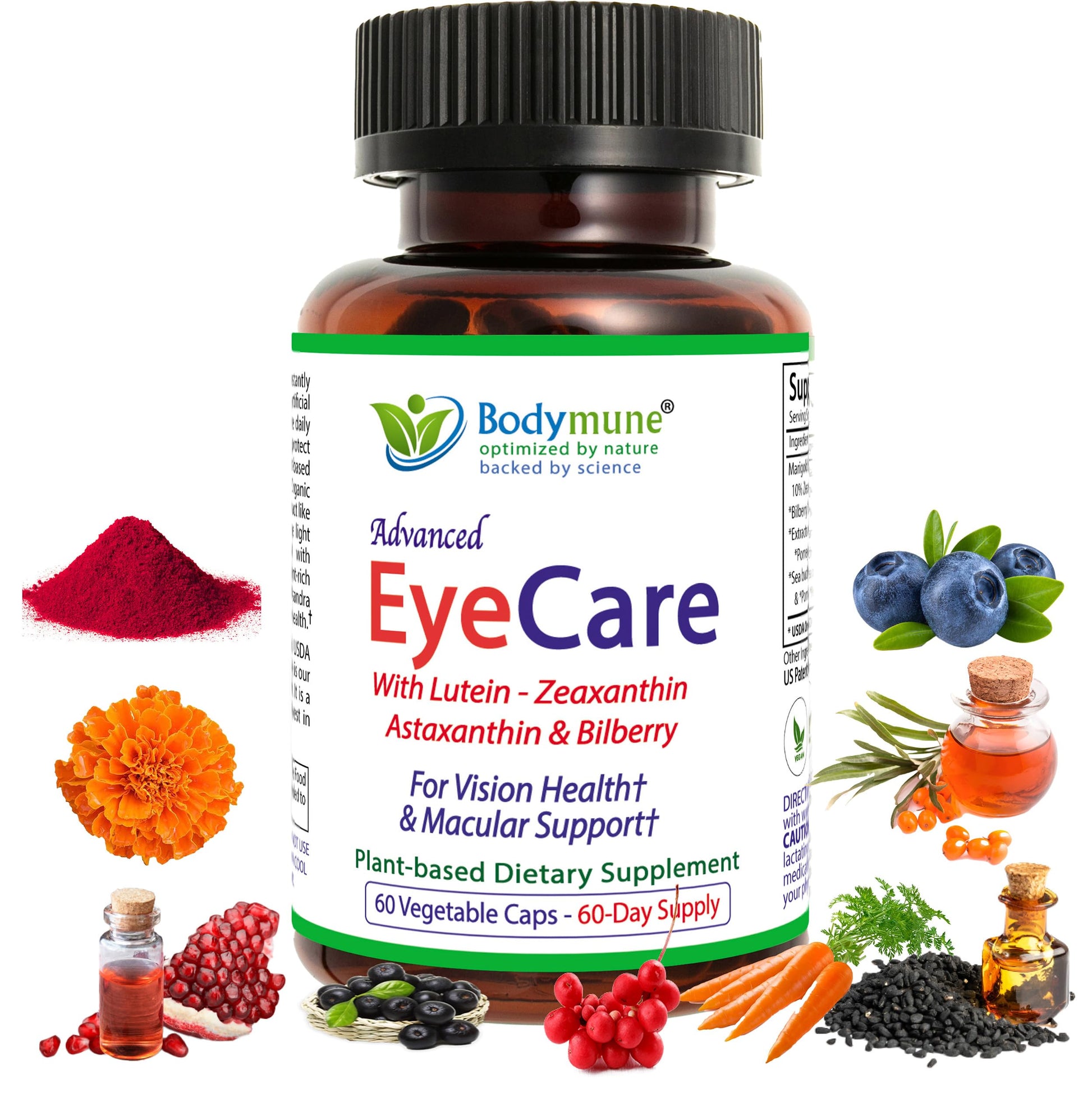 Bodymune EyeCare with Astaxanthin, Lutein & Zeaxanthin Advanced Eye Health Supplement, 60 Capsules