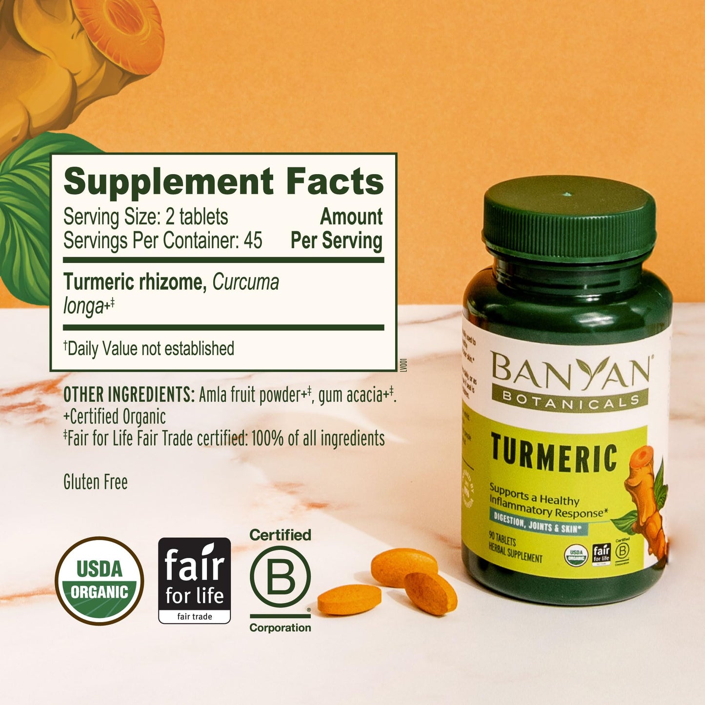 Banyan Botanicals Organic Turmeric Tablets 90 Tablets