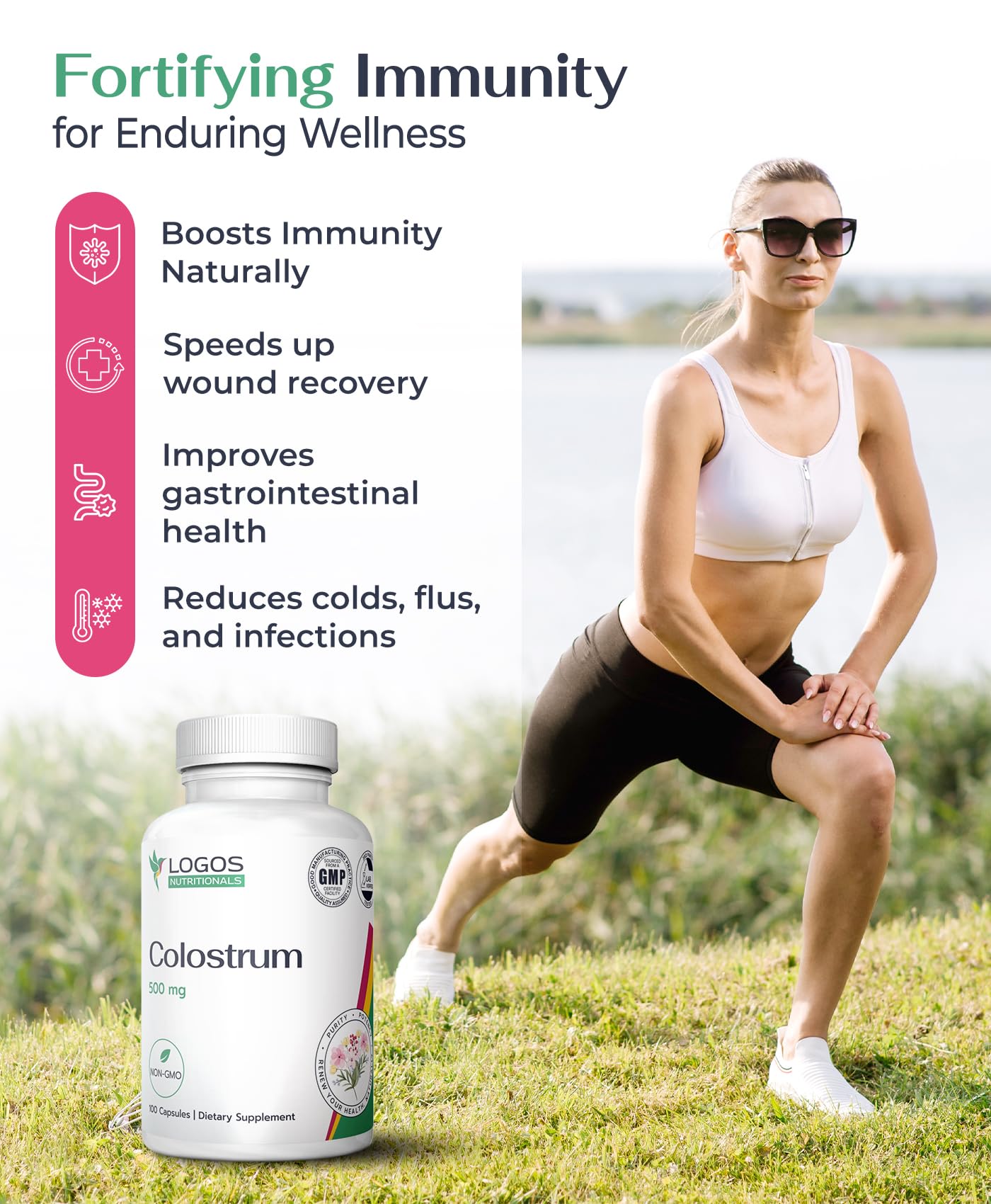 Logos Nutritionals Colostrum Supplement Capsules 100