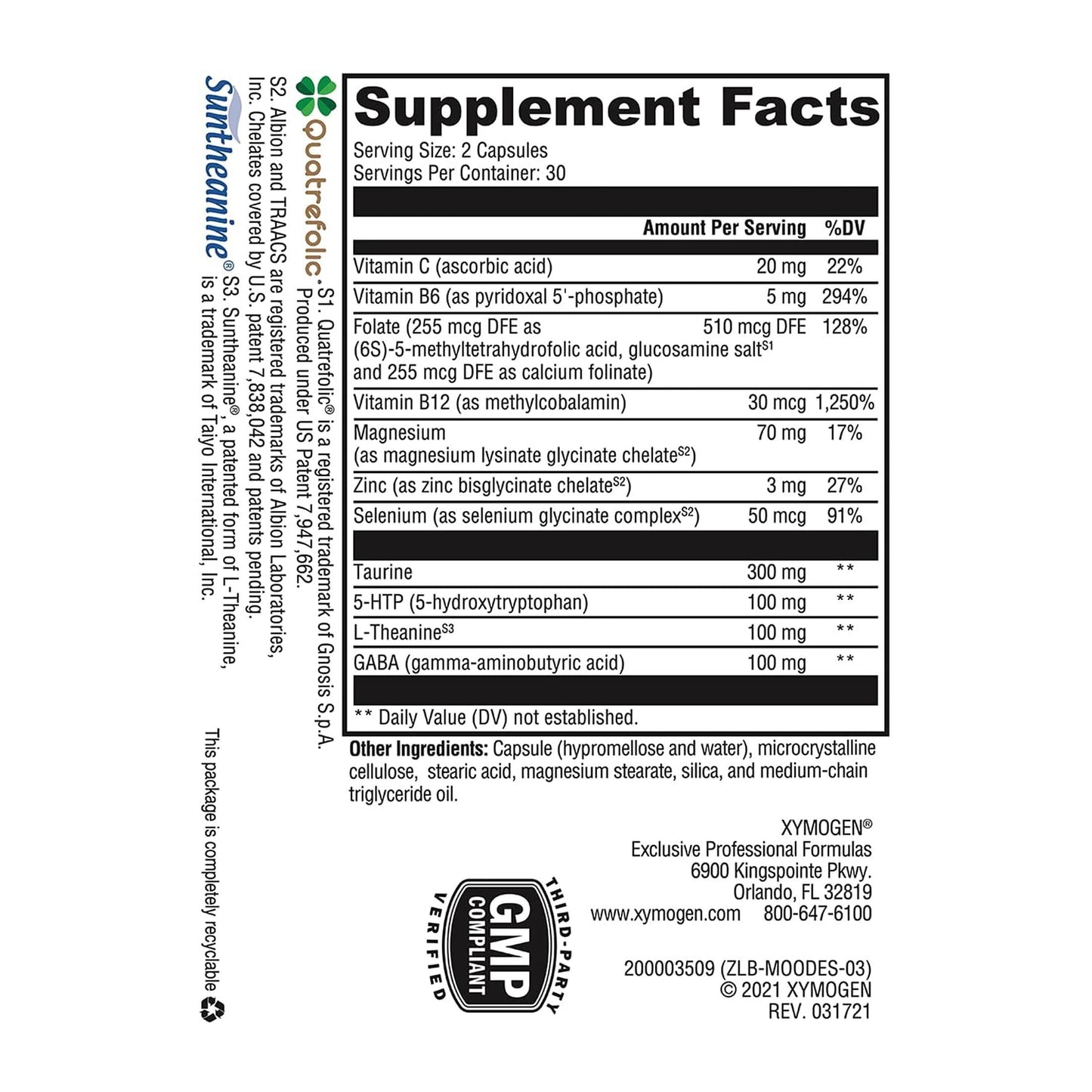 XYMOGEN Mood Food ES Capsules 60 Count