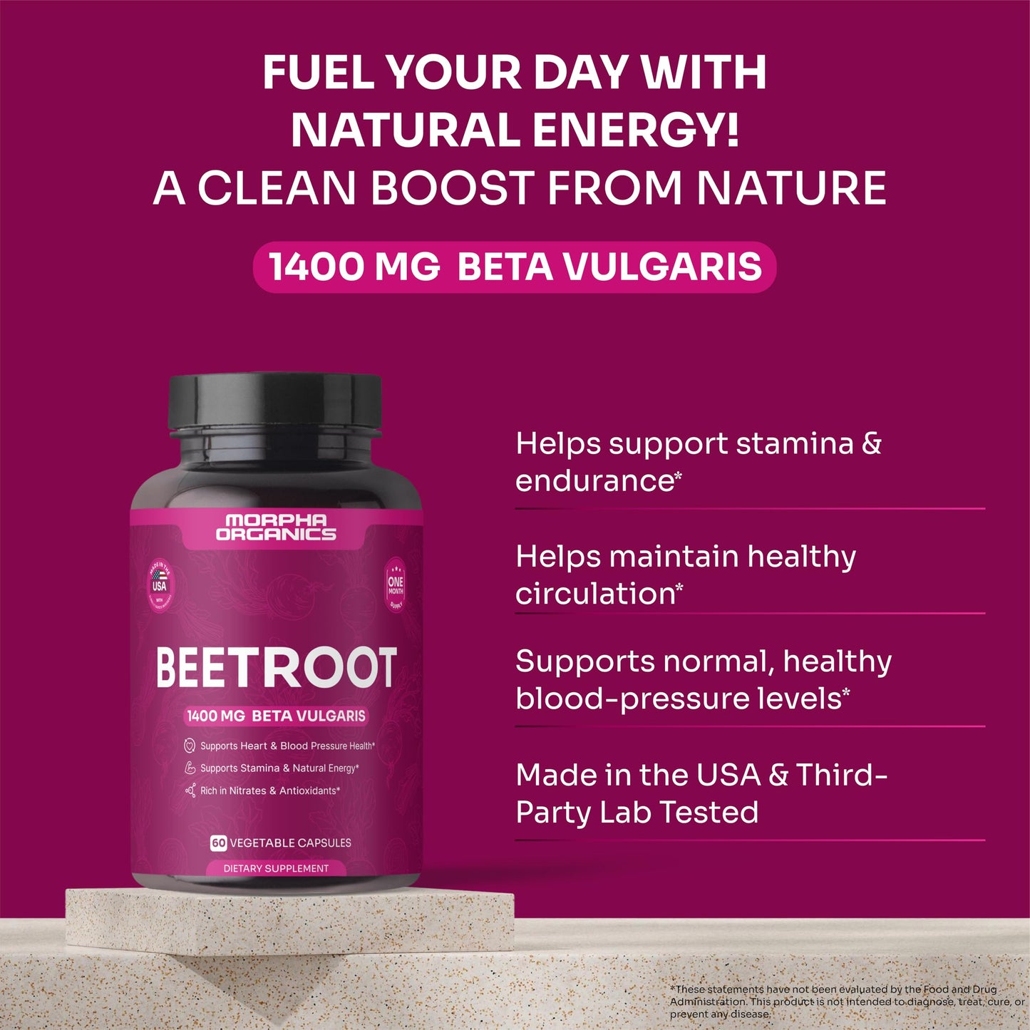 Morpha Organics Organic Beet Root Capsules, 60 Count