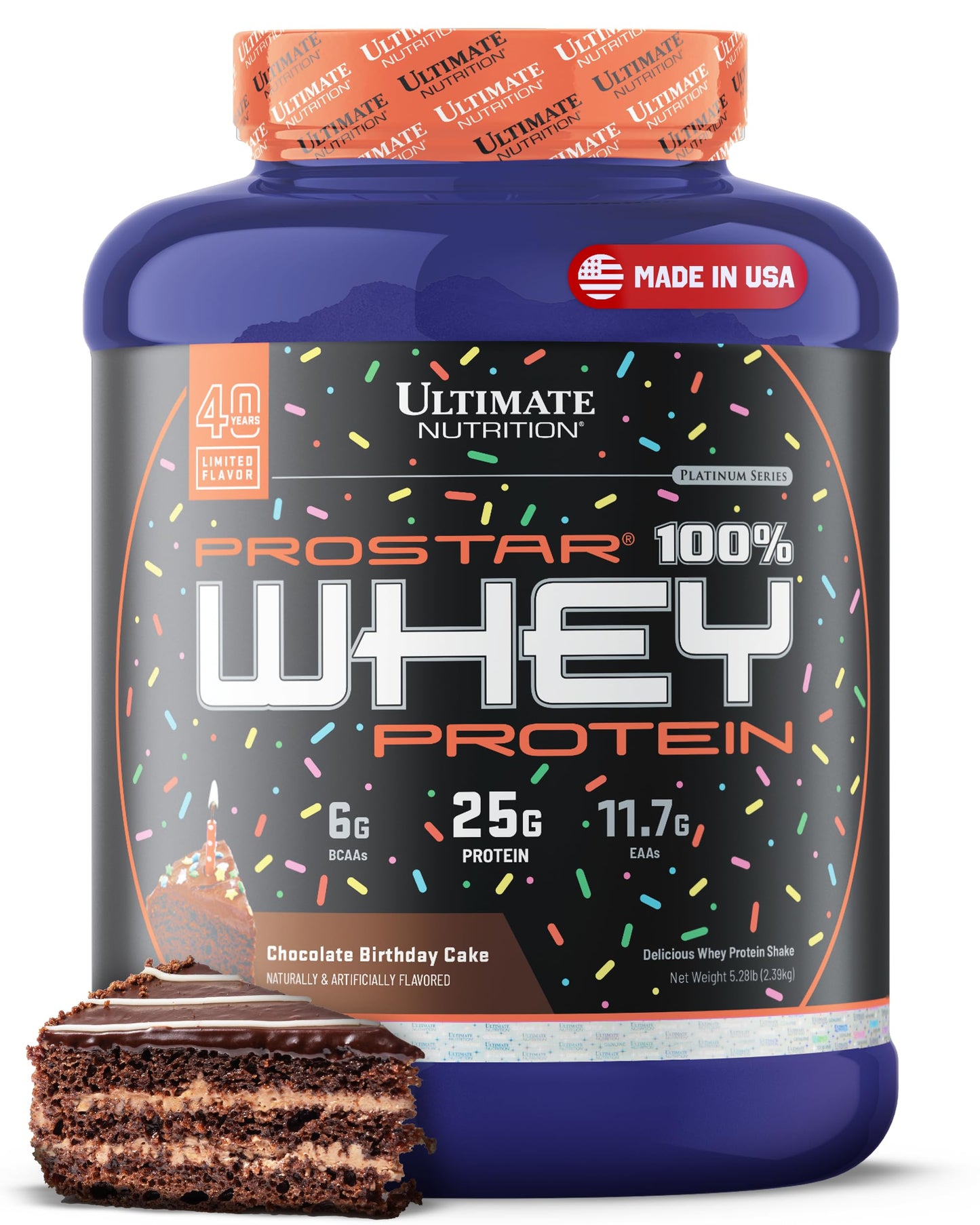 Ultimate Nutrition Prostar Whey Protein Isolate Powder, Chocolate Birthday Cake, 84.48