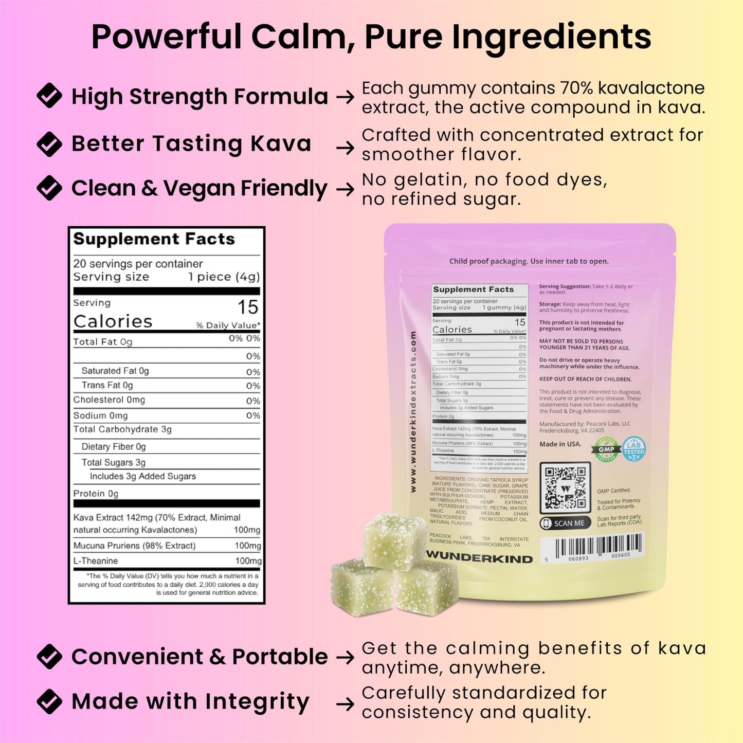 WUNDERKIND Kava Gummies Gummy 20 Count