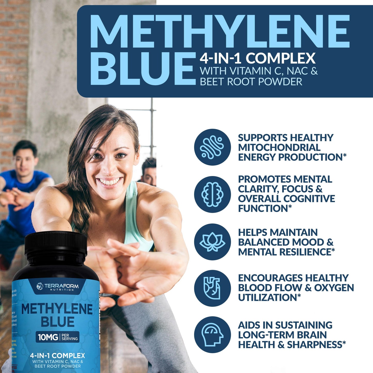 TerraForm Nutrition Methylene Blue 10mg Capsules 60 Count