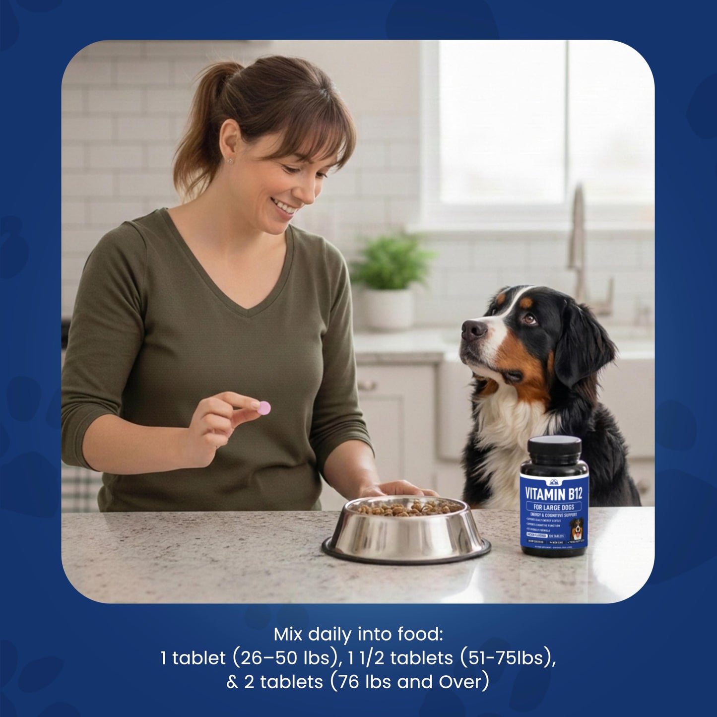 Peak Pets Vitamin B12 Supplement for Medium & Large Dogs Tablet 120 Count