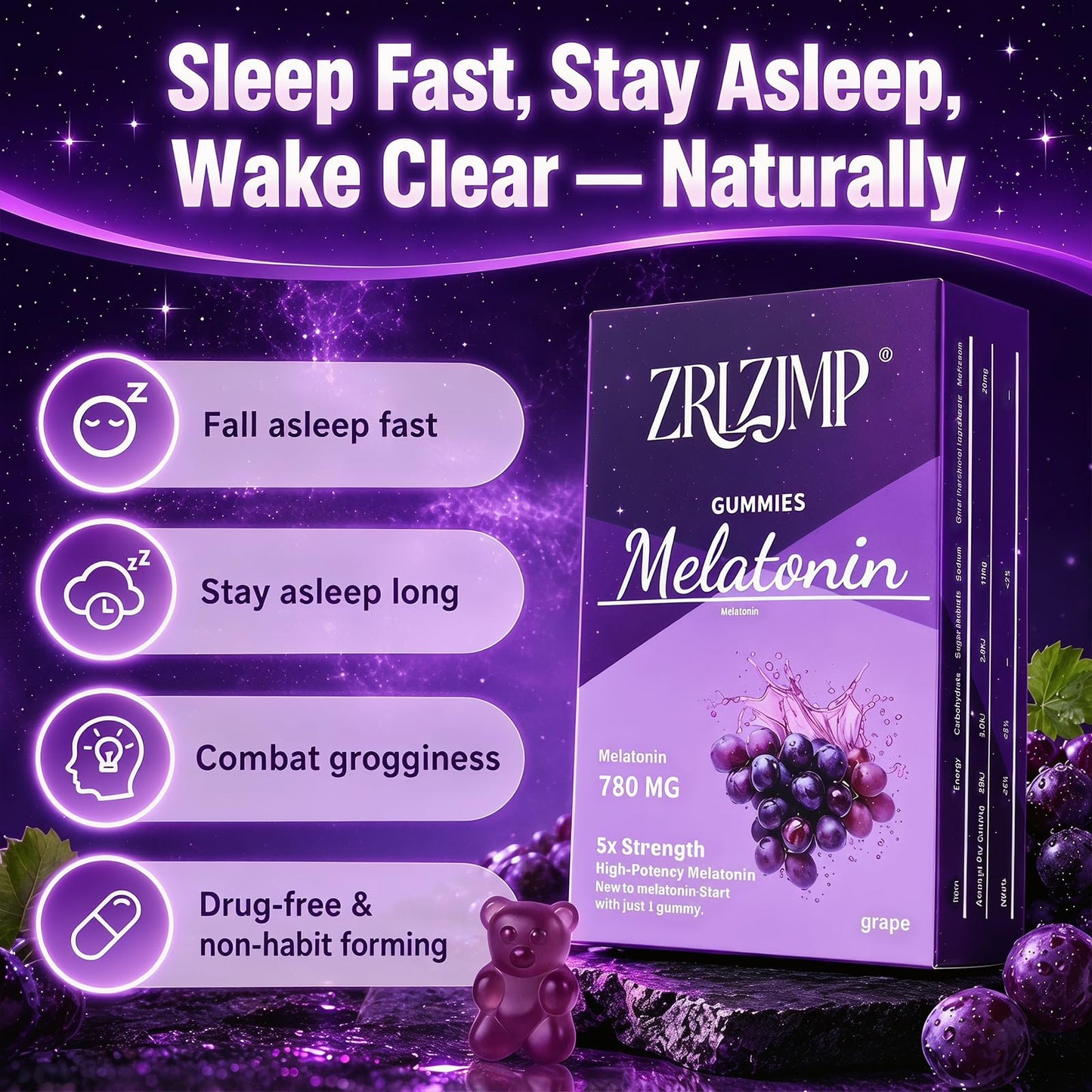 ZRLZJMP Melatonin Gummy 4 Count
