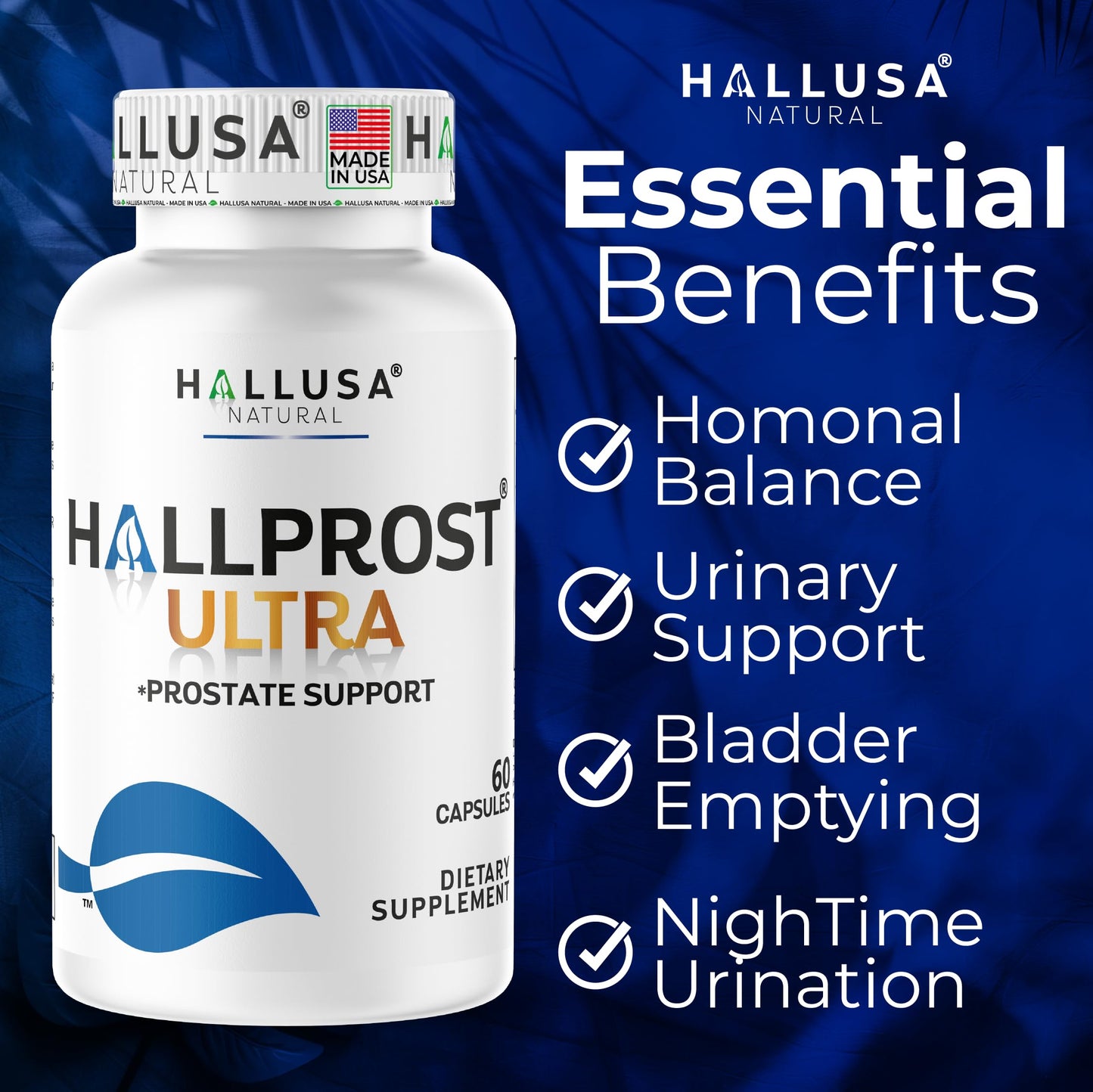 Hallusa Natural Hallprost Ultra 1166mg, Prostate Health, Urinary & Bladder Support, Saw Palmetto, Lycopene, Pygeum, Pumpkin Seed, Zinc & Magnesium, 120 Capsules