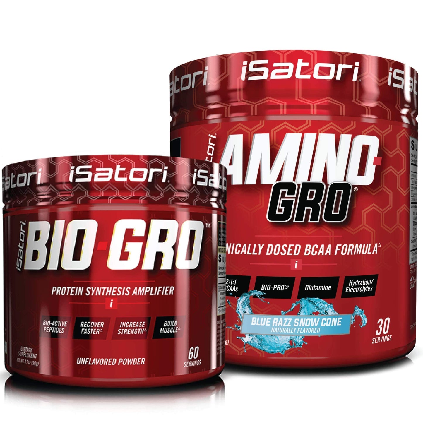 iSatori Bio-Gro Protein Synthesis Amplifier & Amino-GRO BCAA Powder, 60 Servings & 30 Servings