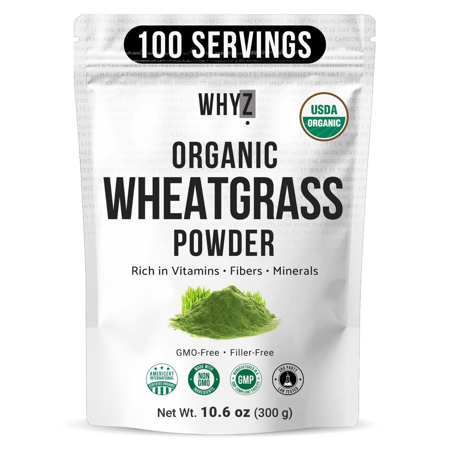 WHYZ Organic Wheat Grass Powder 10.6 Ounce