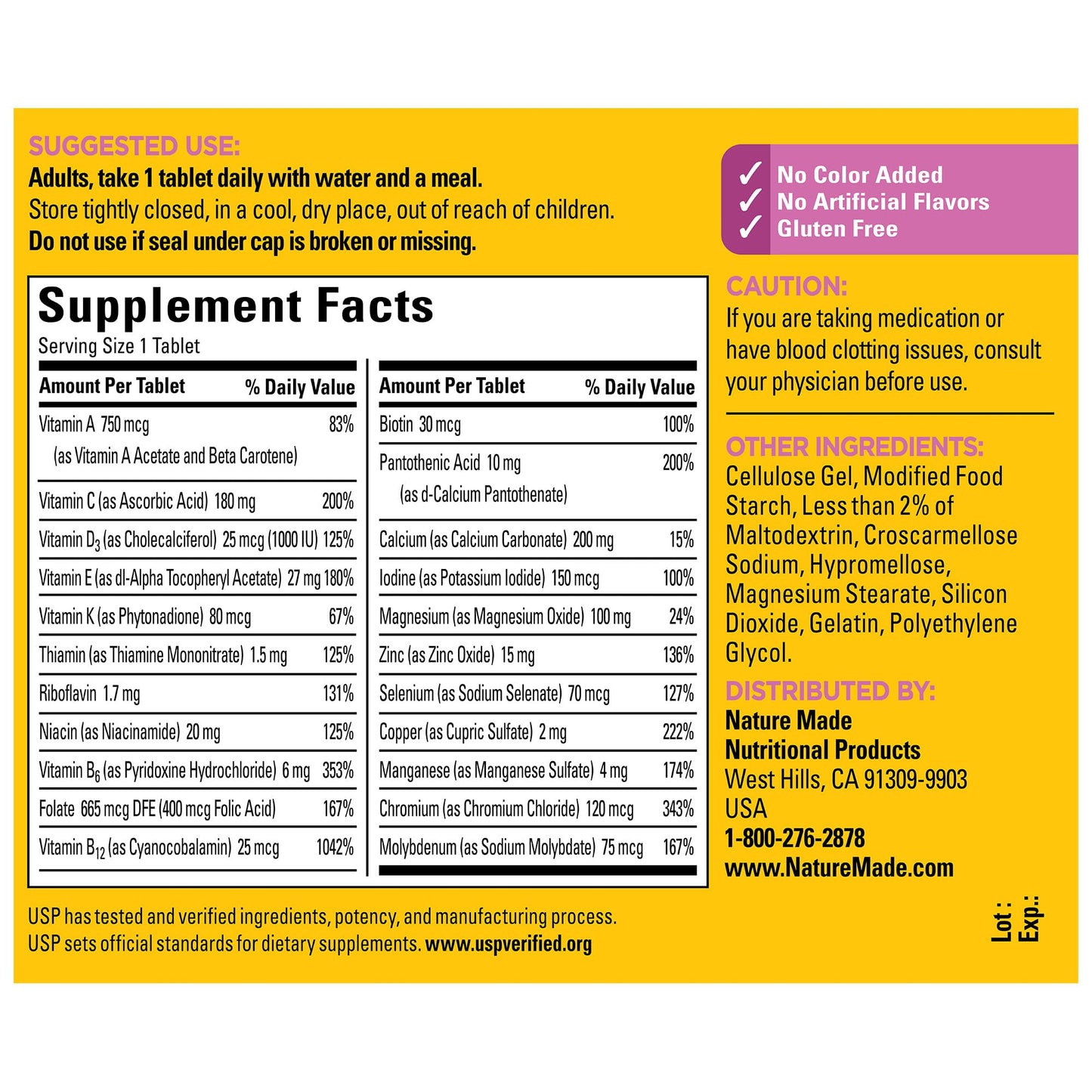 Nature Made Multivitamin For Women 50+ No Iron 90 Tablets