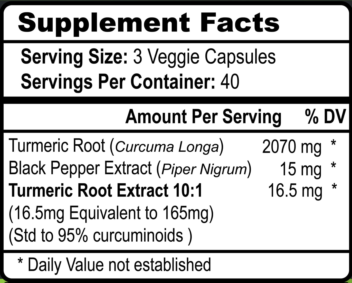 Viva Doria Turmeric Curcumin with Black Pepper Extract 2250mg, 95% Standardized Curcuminoids Capsules, 120 Count