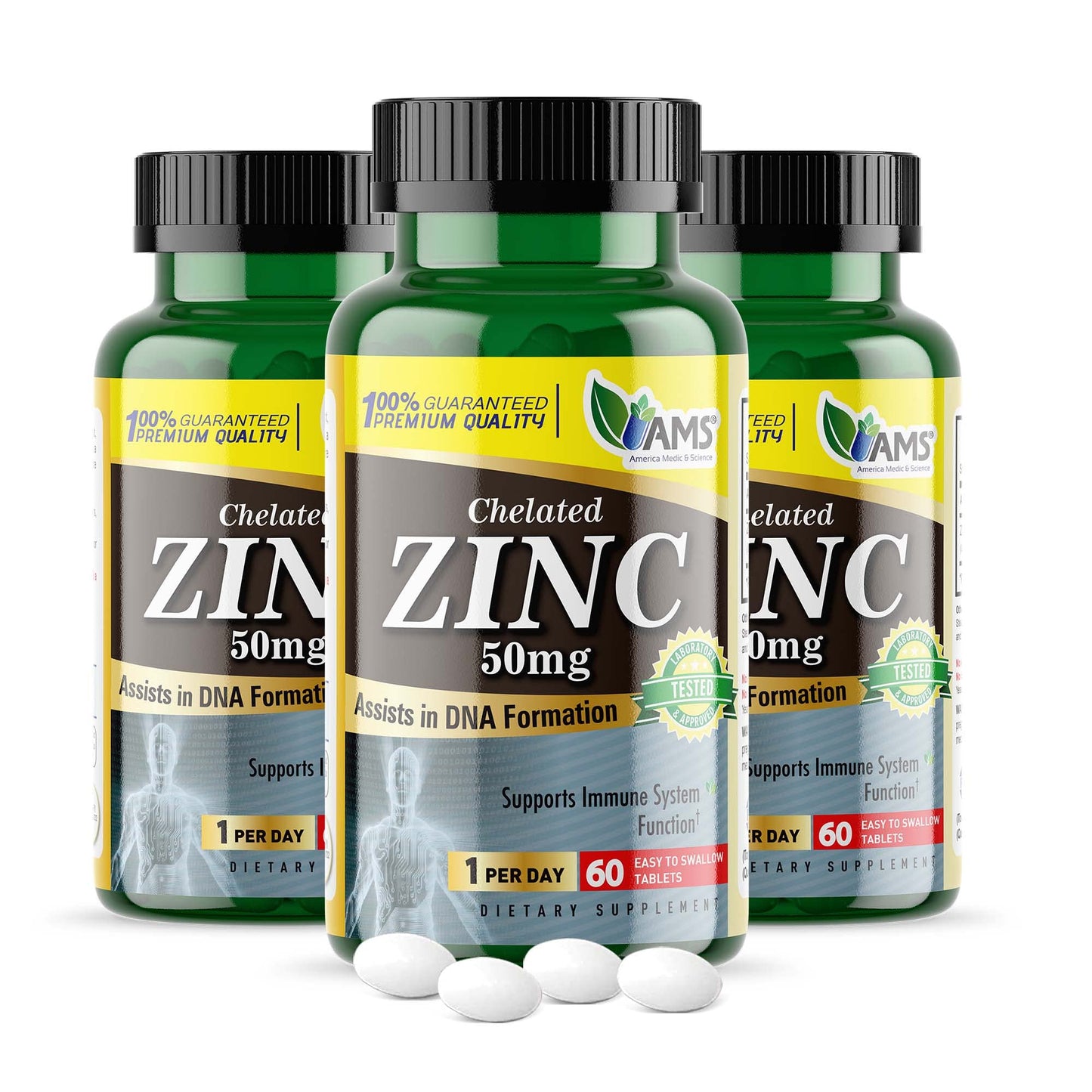America Medic & Science Chelated Zinc 50 mg Supplements 180 Tablets