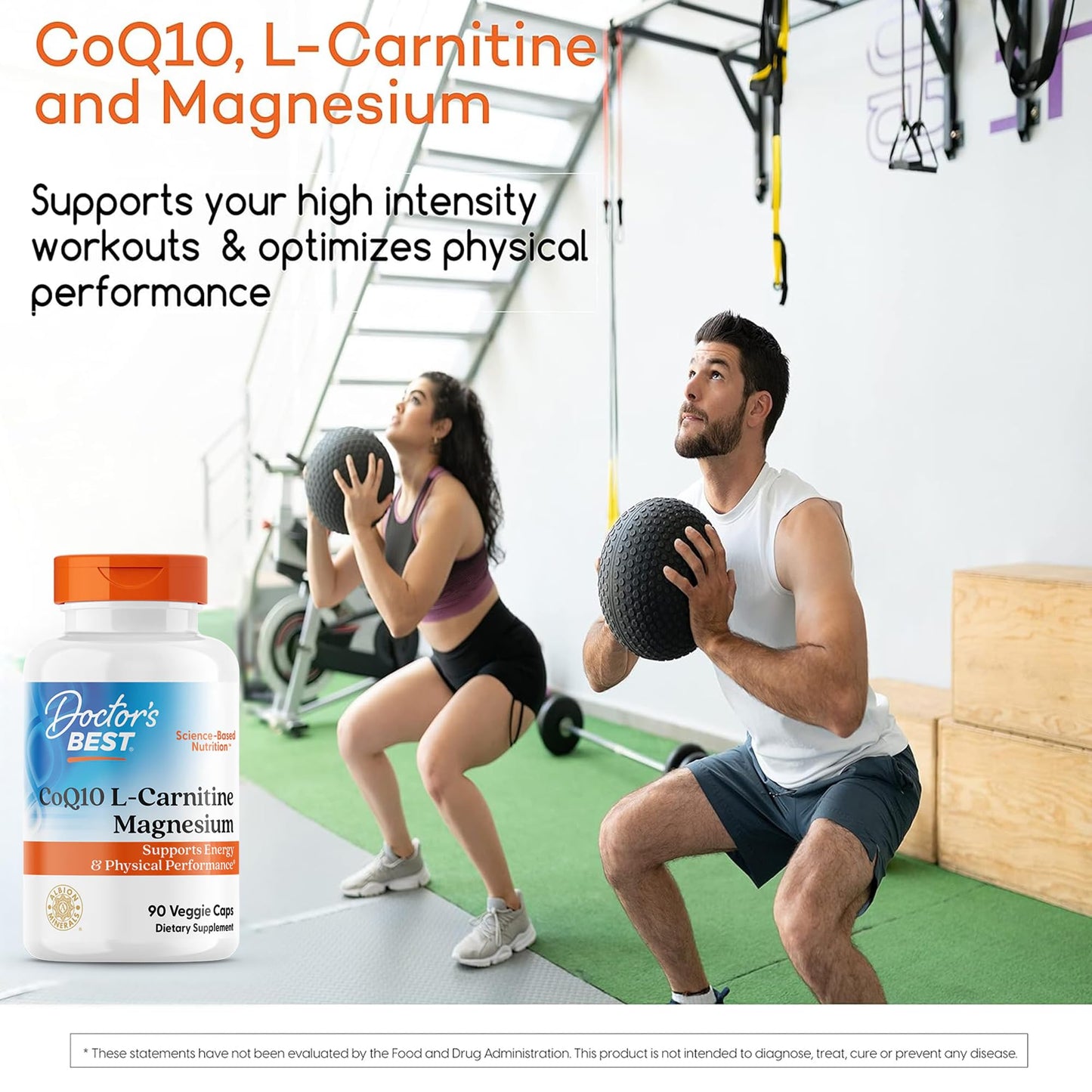 Doctor's Best CoQ10 L-Carnitine Magnesium Supplement Capsules 90 Count