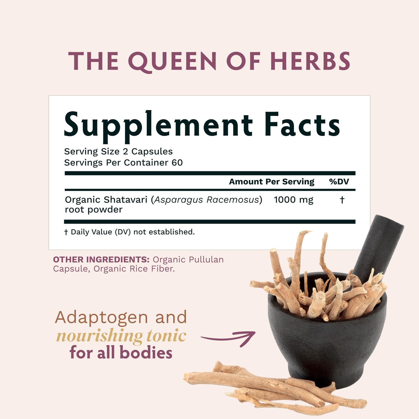 TRIBE ORGANICS Shatavari Herbal Supplement Capsules 120