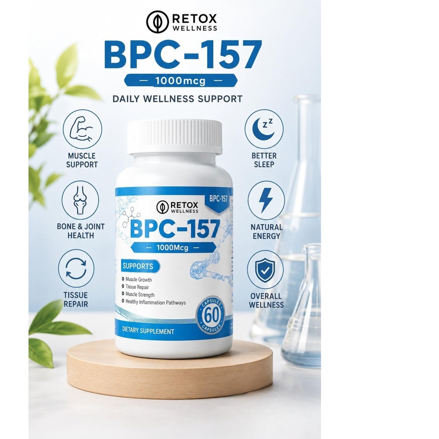 Retox Wellness BPC-157 1000mcg, 60 Capsules