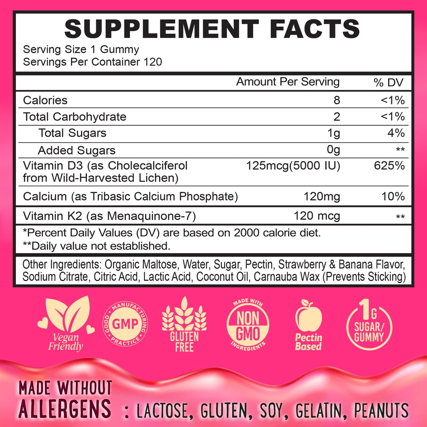 OH MY CHEWY Center-Filled Vitamin D3 K2 & Calcium Gummies, 120 Count