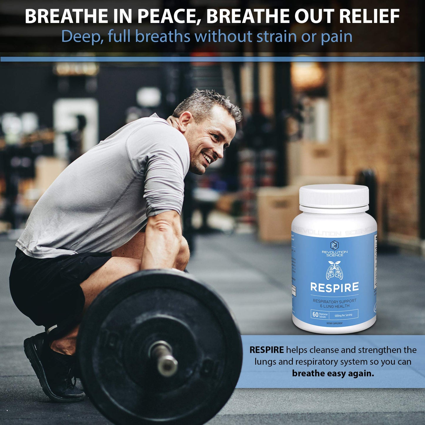 Revolution Science RESPIRE Lung Support Supplement - Lung Health, Lung Cleanse & Respiratory Wellness with Cordyceps, Quercetin, Bromelain, Butterbur, Vitamin C & K2 - Bronchial & Sinus Support, 60 Capsules