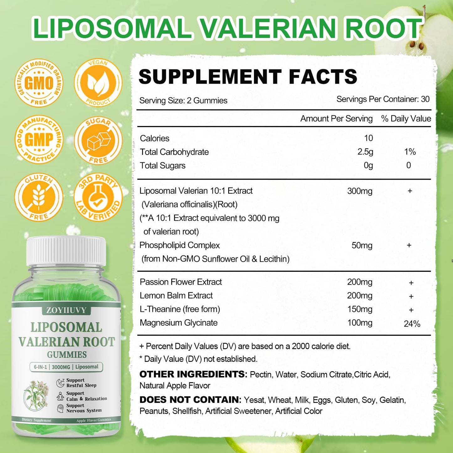 ZOYIIUVY Liposomal Valerian Root Gummies, 60 Count