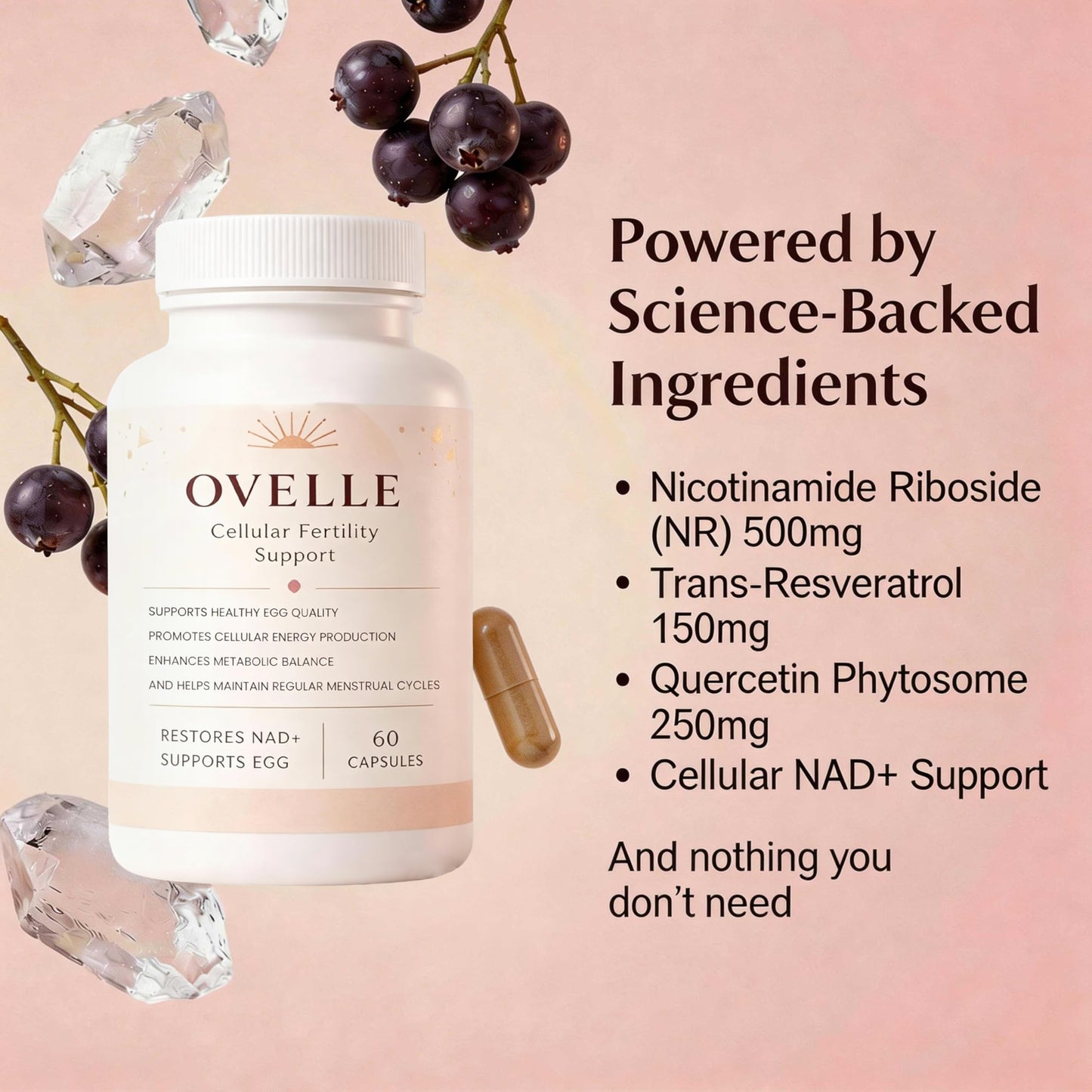 Velura Ovelle Fertility for Women-Hormonal Balance & Cycle 60 Capsules
