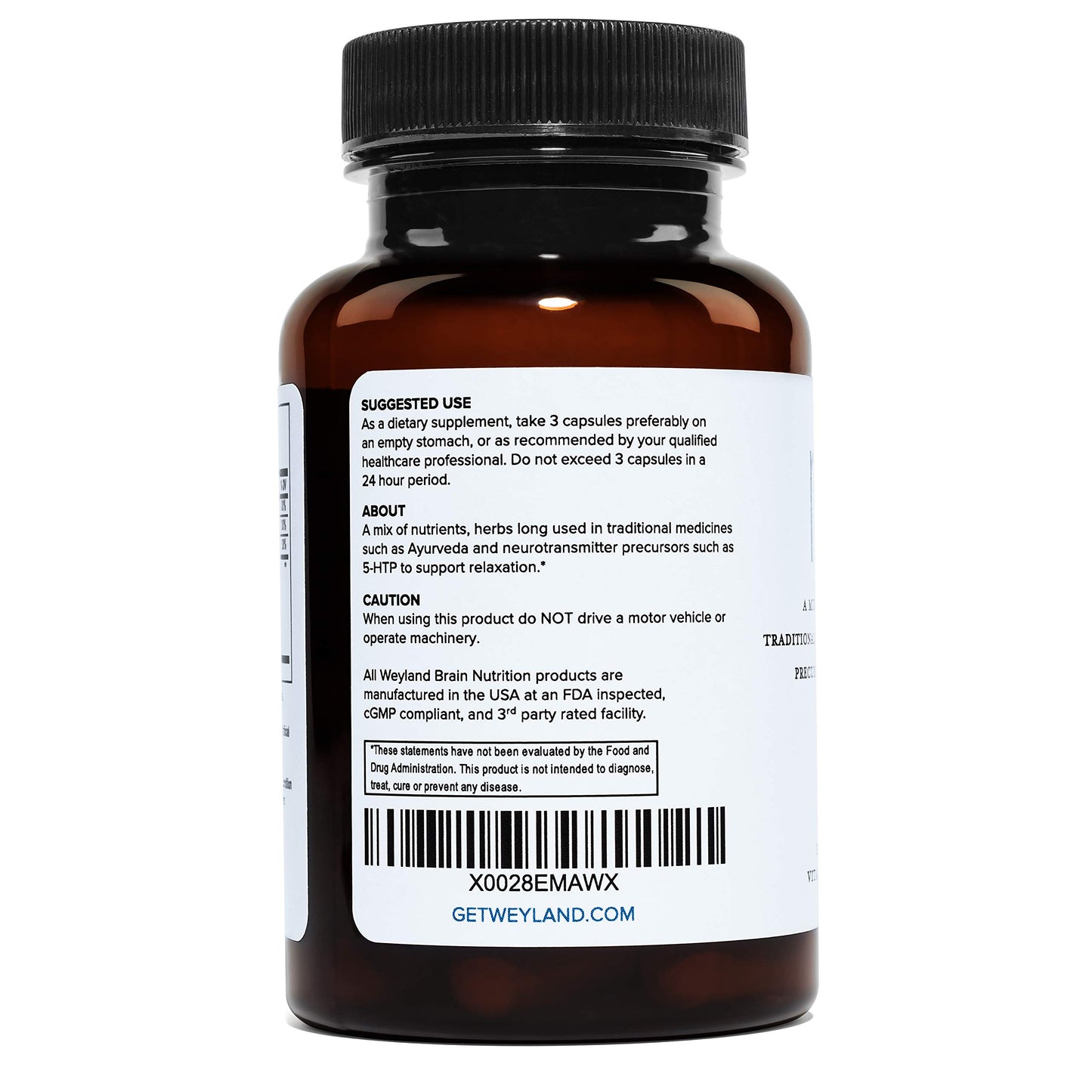 Weyland Brain Nutrition Relax - Natural Sleep Supplement with GABA, L-Theanine, Valerian Root, 5-HTP, Lemon Balm – Calm and Relaxation Aid, Capsule, 1 Count