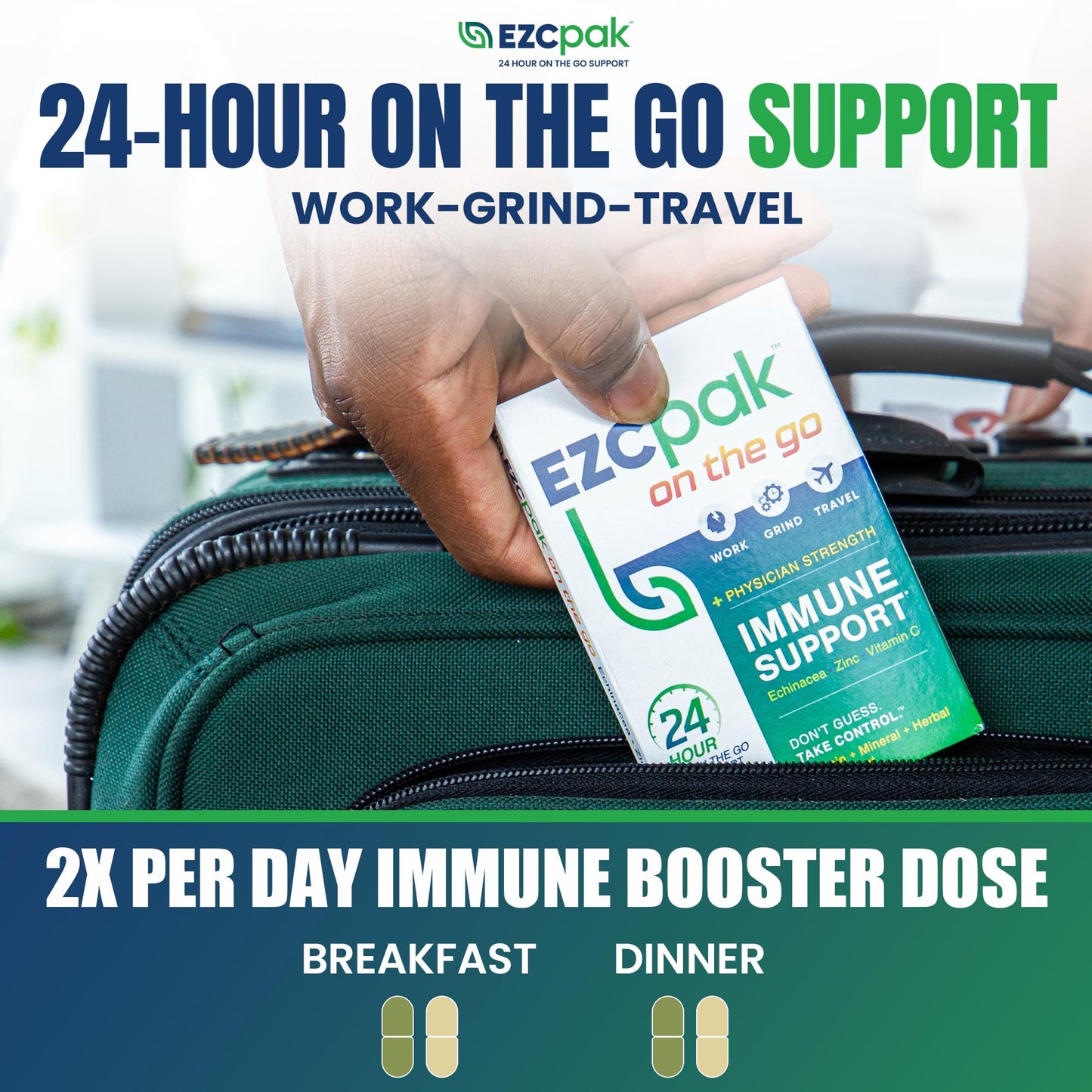 EZC Pak On The Go Immune System Booster with Echinacea Zinc Capsules, 6 Capsules