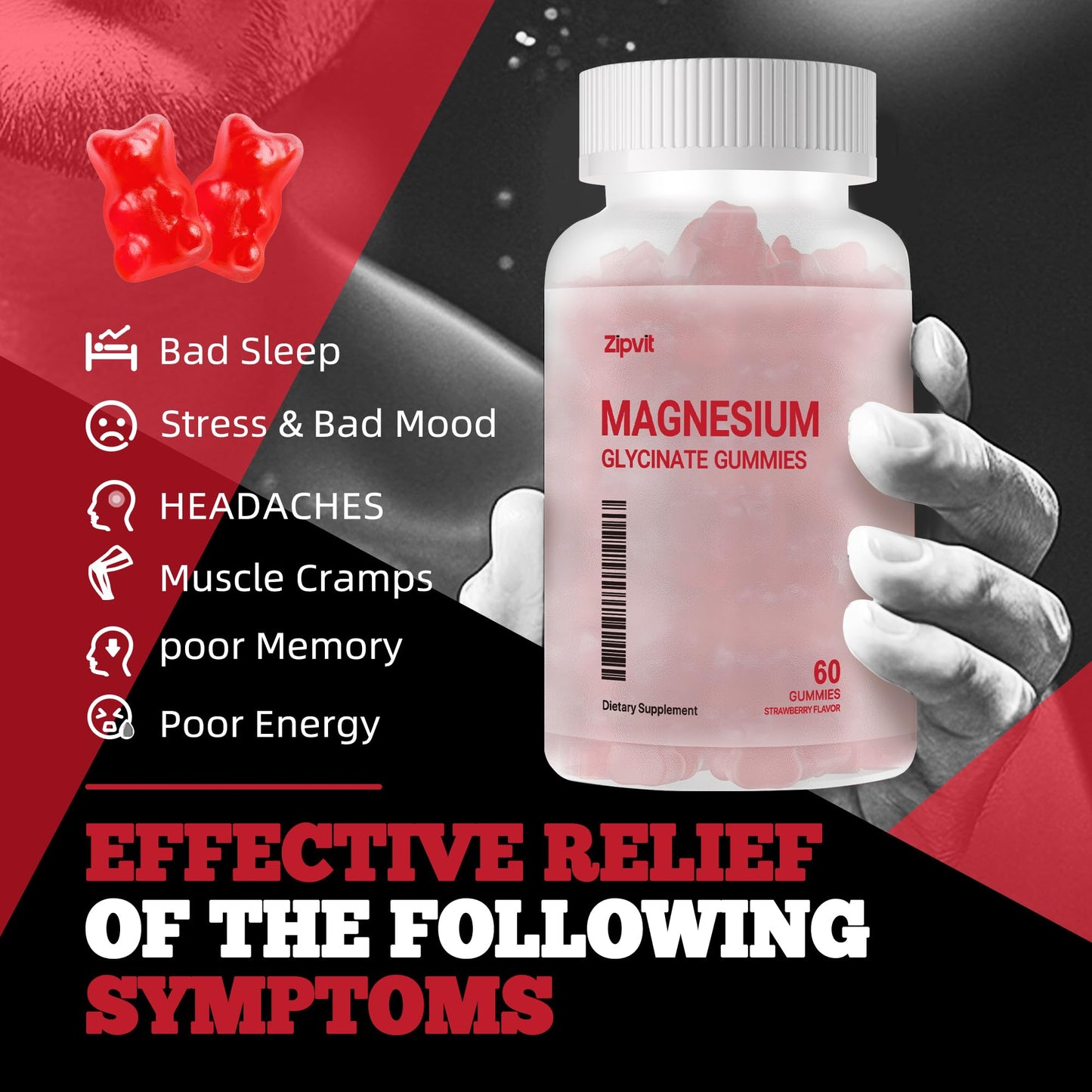 Zipvit Magnesium Glycinate Gummies 1000mg, 120 Gummies