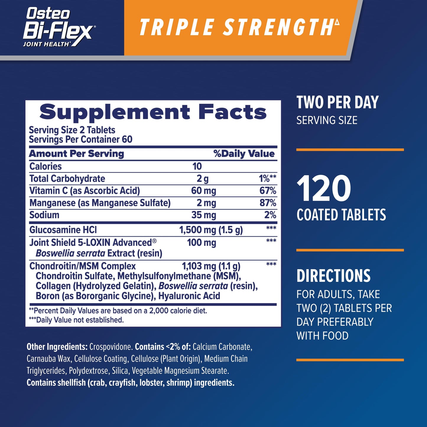 Osteo Bi-Flex Triple Strength Glucosamine Chondroitin Supplement Caplets, 120 Count