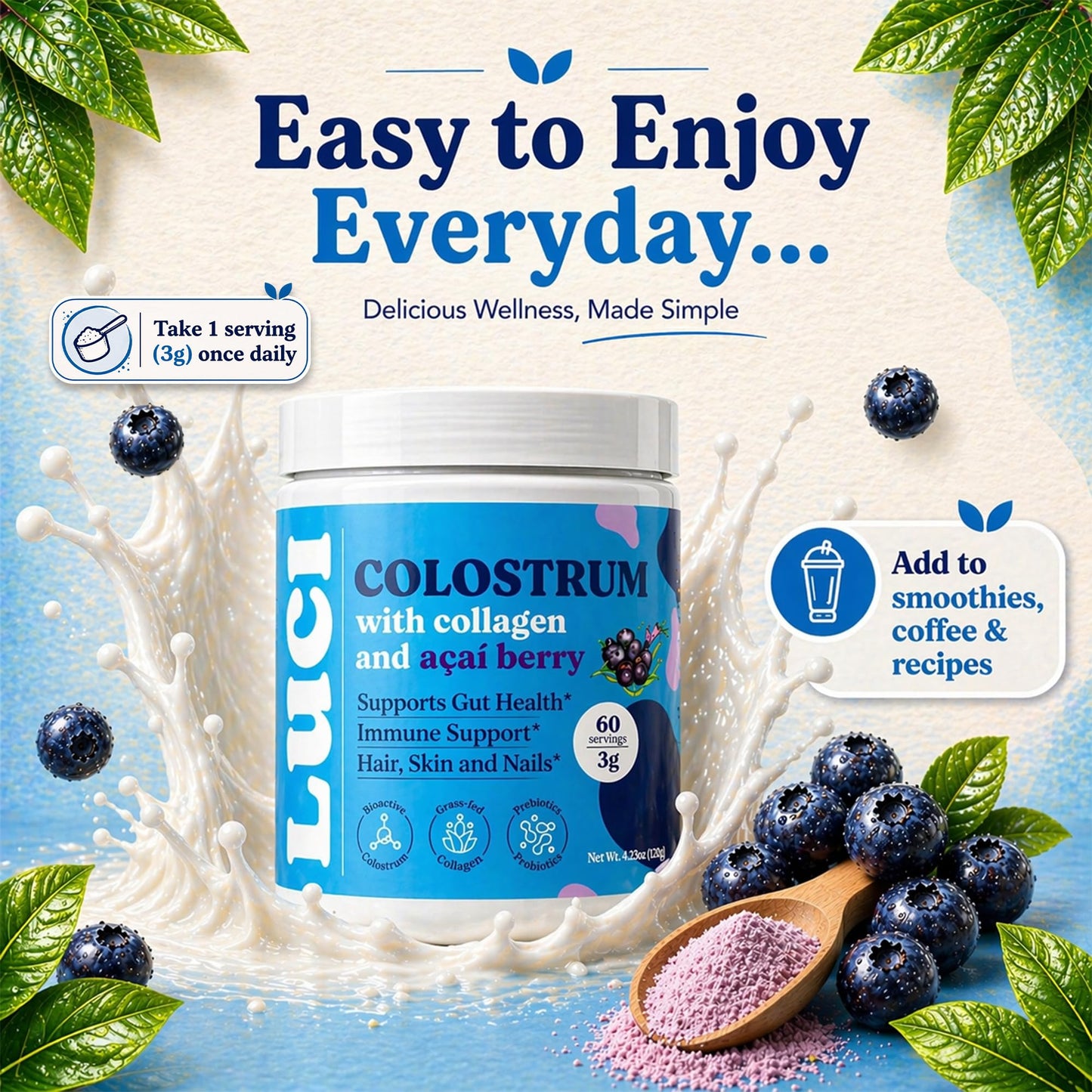 Luci Nutrition Colostrum Powder 6.35 Ounce (Pack of 1)