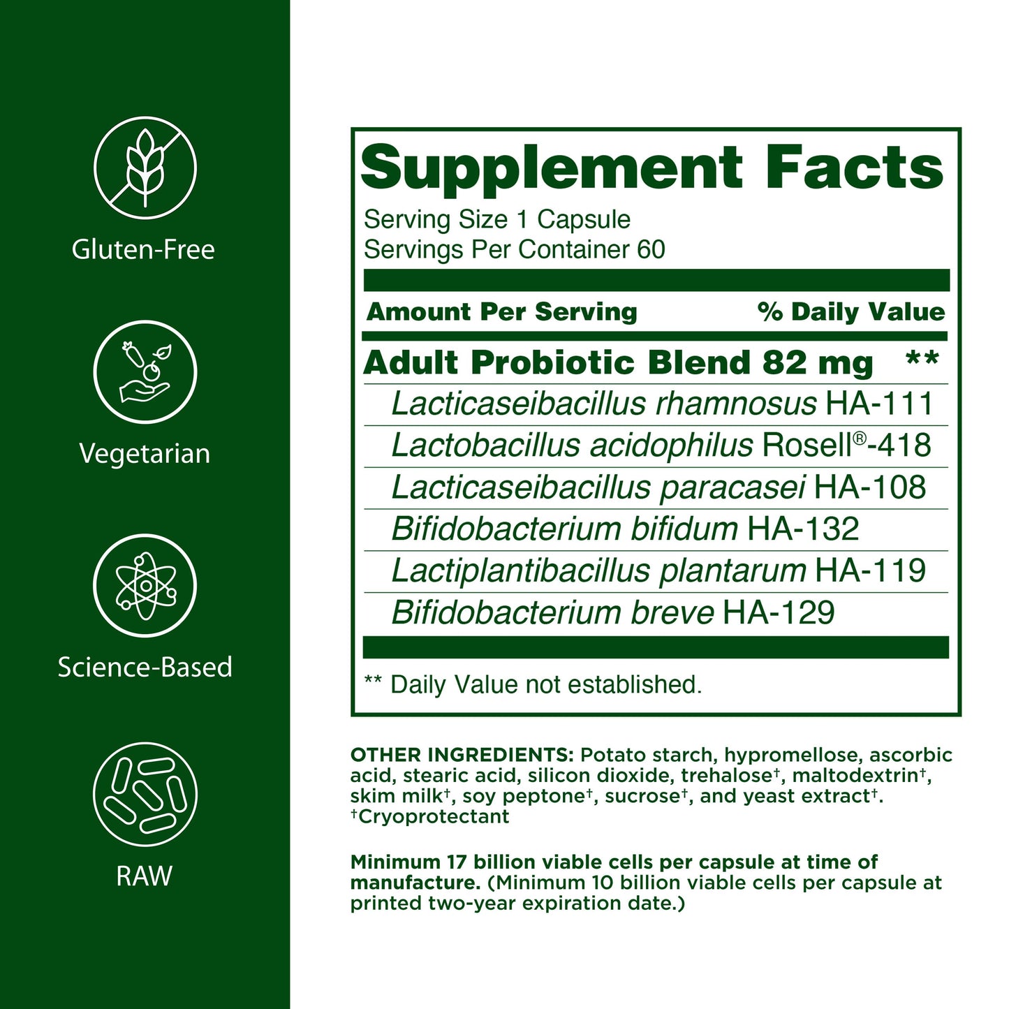 Flora Adult's Probiotic Capsule 60 Count