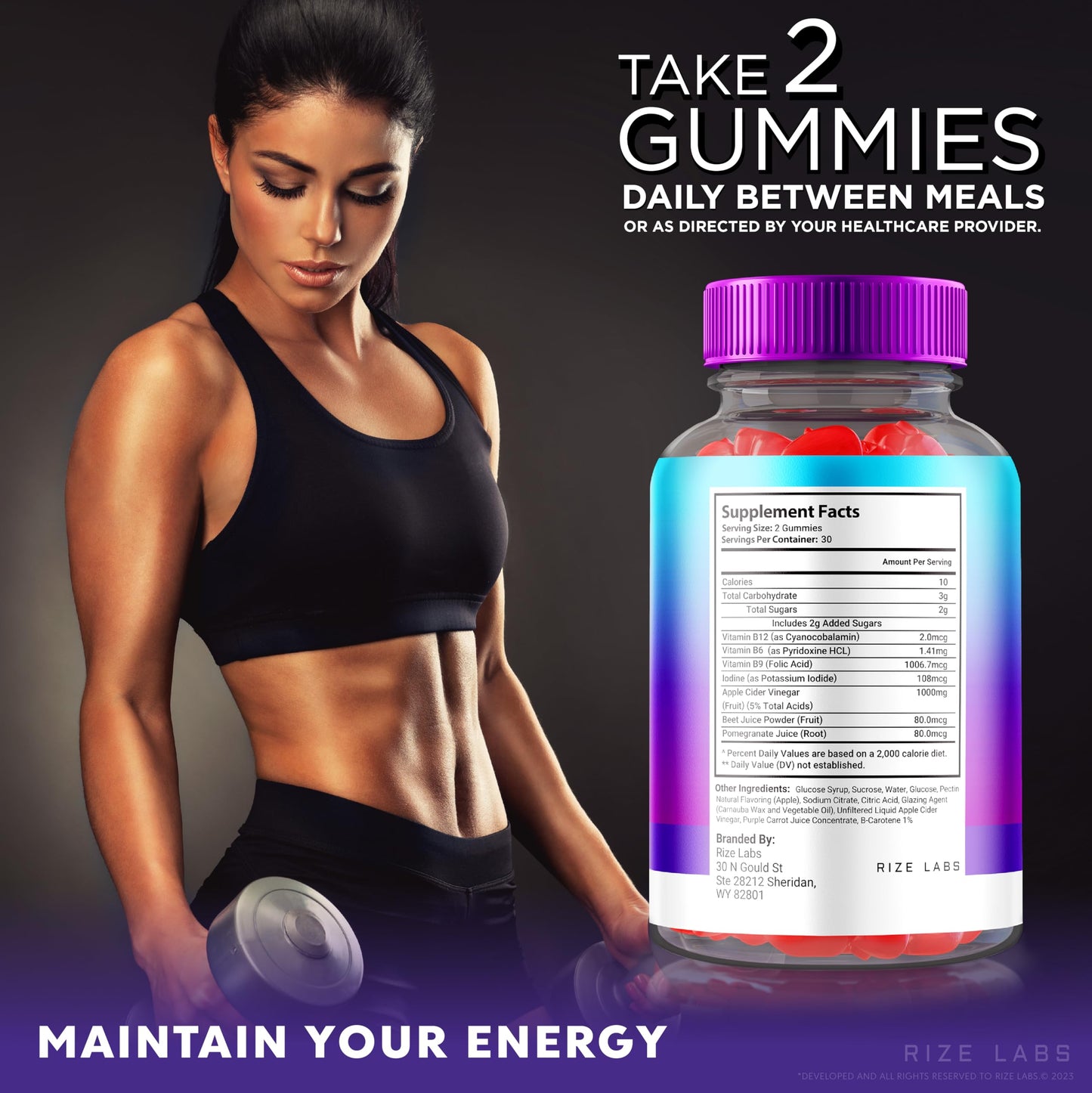 Rize Labs Keto Blast Gummy Bears ACV Gummies, 60 Gummies