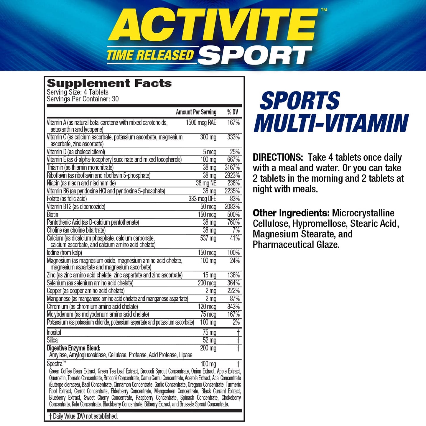 Maximum Human Performance Activite Sport Multi Vitamin 120 Tablets