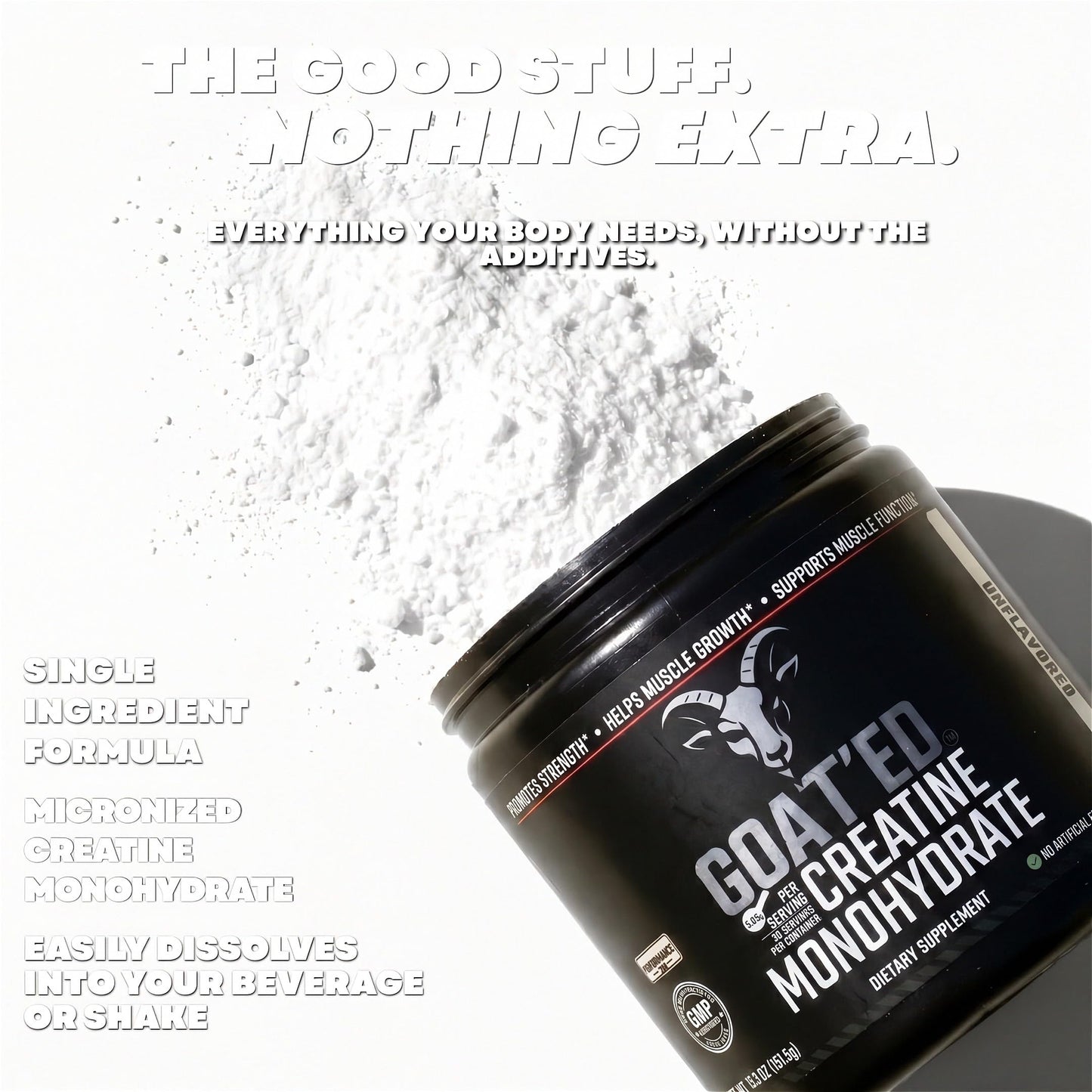 GOAT'ED Creatine Monohydrate Powder 5.3 Ounce