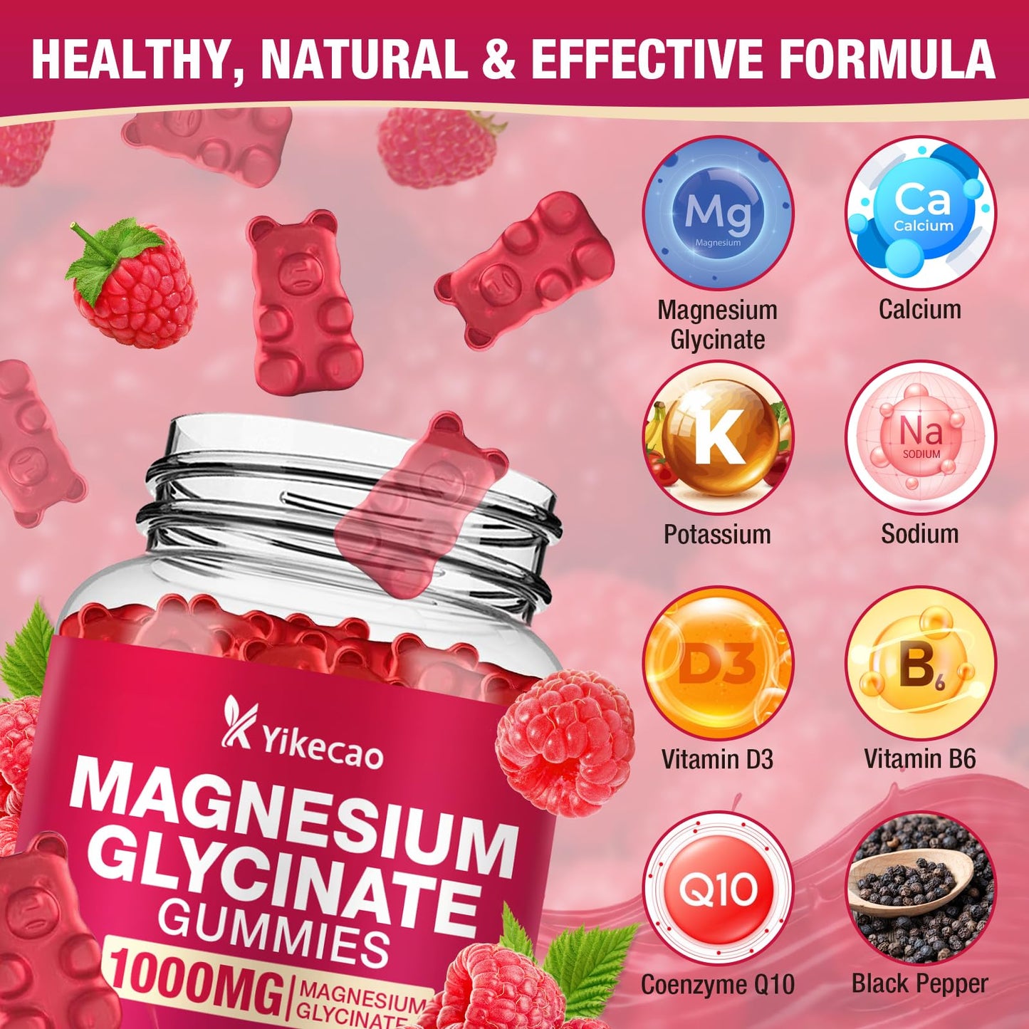 Yikecao Magnesium Glycinate Gummies 60 Gummies