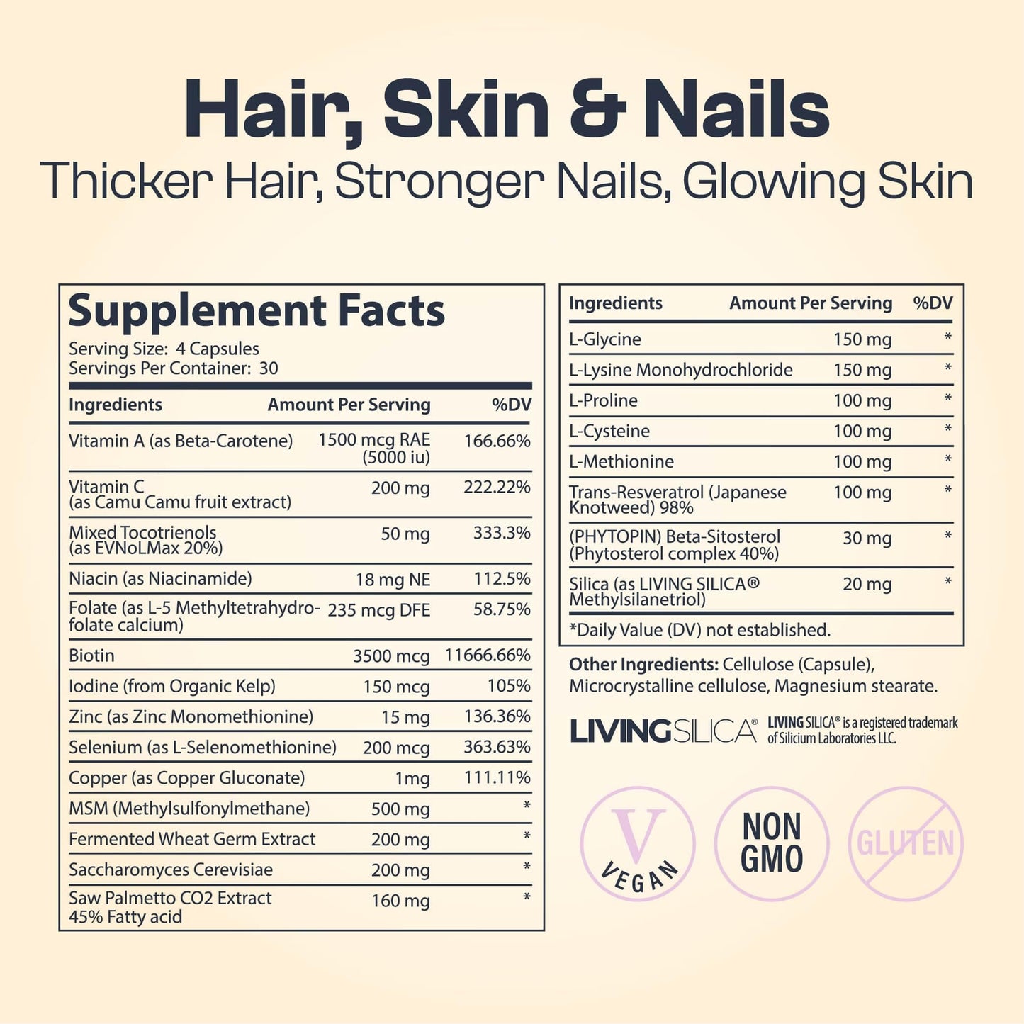 My Vida Origins Hair Skin and Nails Capsules, 120 Capsules