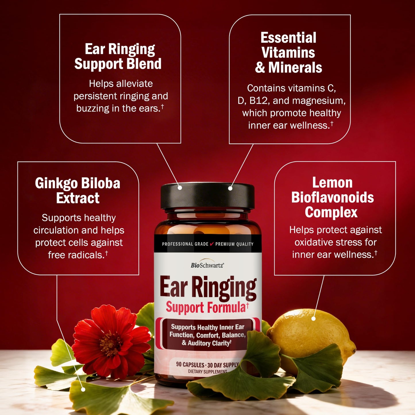 BioSchwartz Ear Ringing Support Supplement 90 Capsules